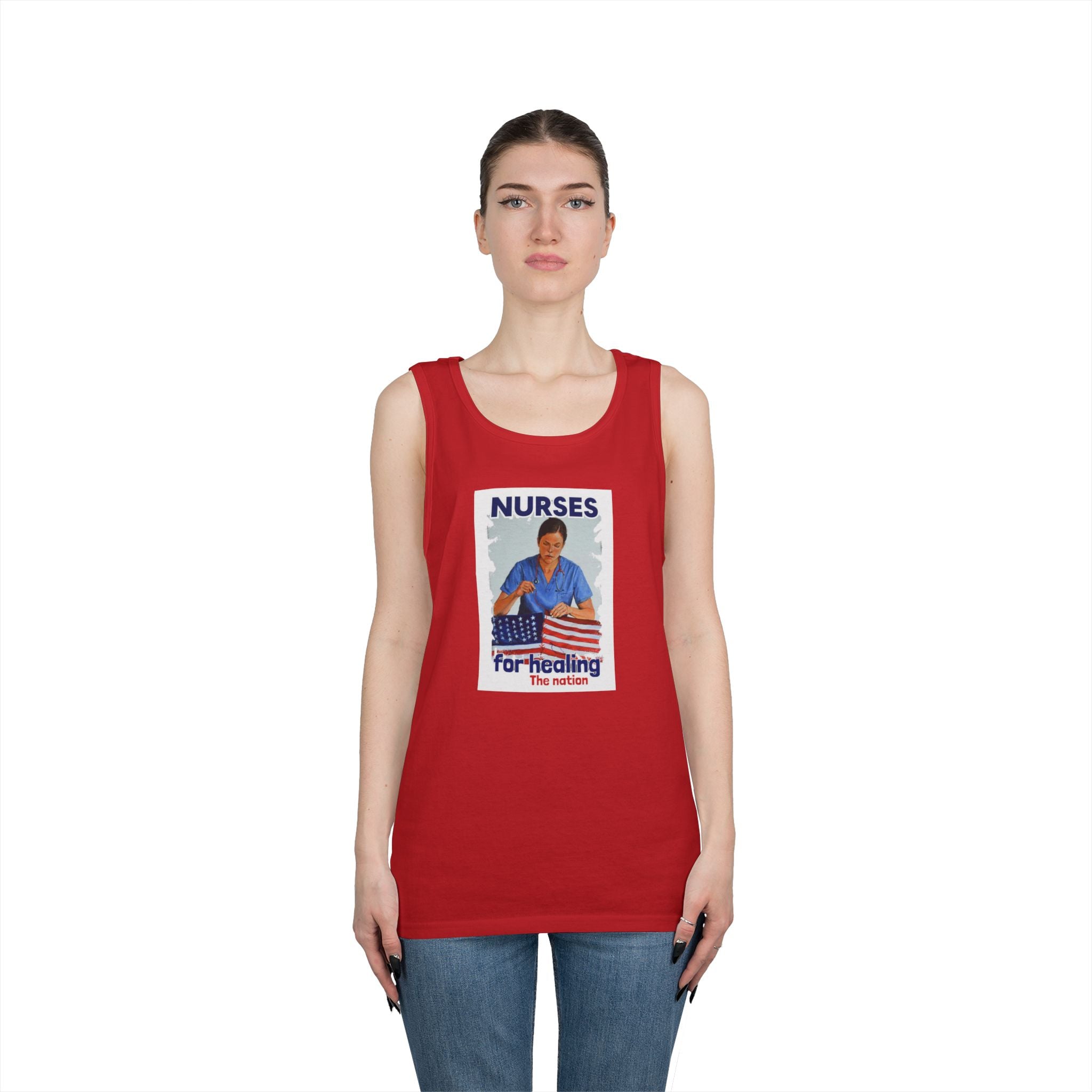 Unisex Medium fabric Cotton Tank Top - Nurses For Healing The Nation (front) - Nurses Standing Up For Humanity (back) - 100% cotton - NFH-K-G5200