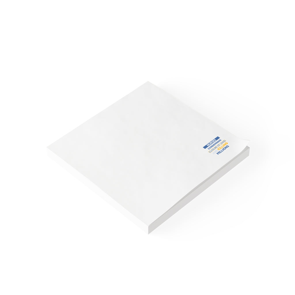 Post-it® Note Pads - Nurses Condemning Closure of USAID (front) - 75.2 gsm white uncoated paper - NFG-NP-3M