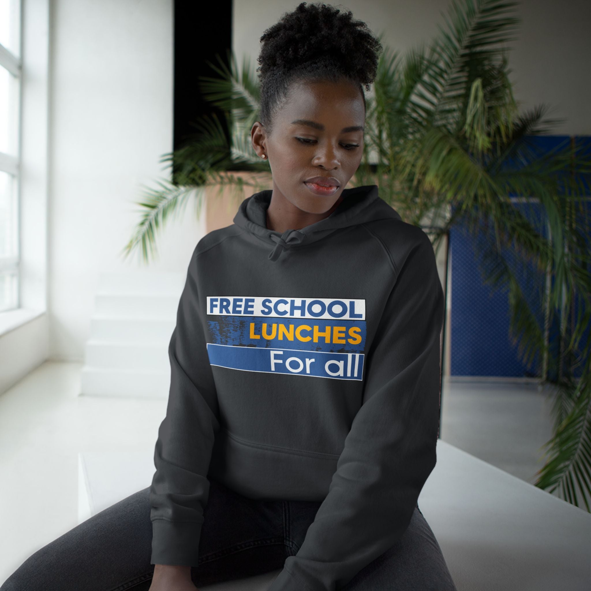 Unisex Mid-weight Hoodie - Free School Lunches For All (front) - Nurses Against The Rich Starving The Poor (back) - 80% cotton, 20% Polyester - NAH-H-AC5101