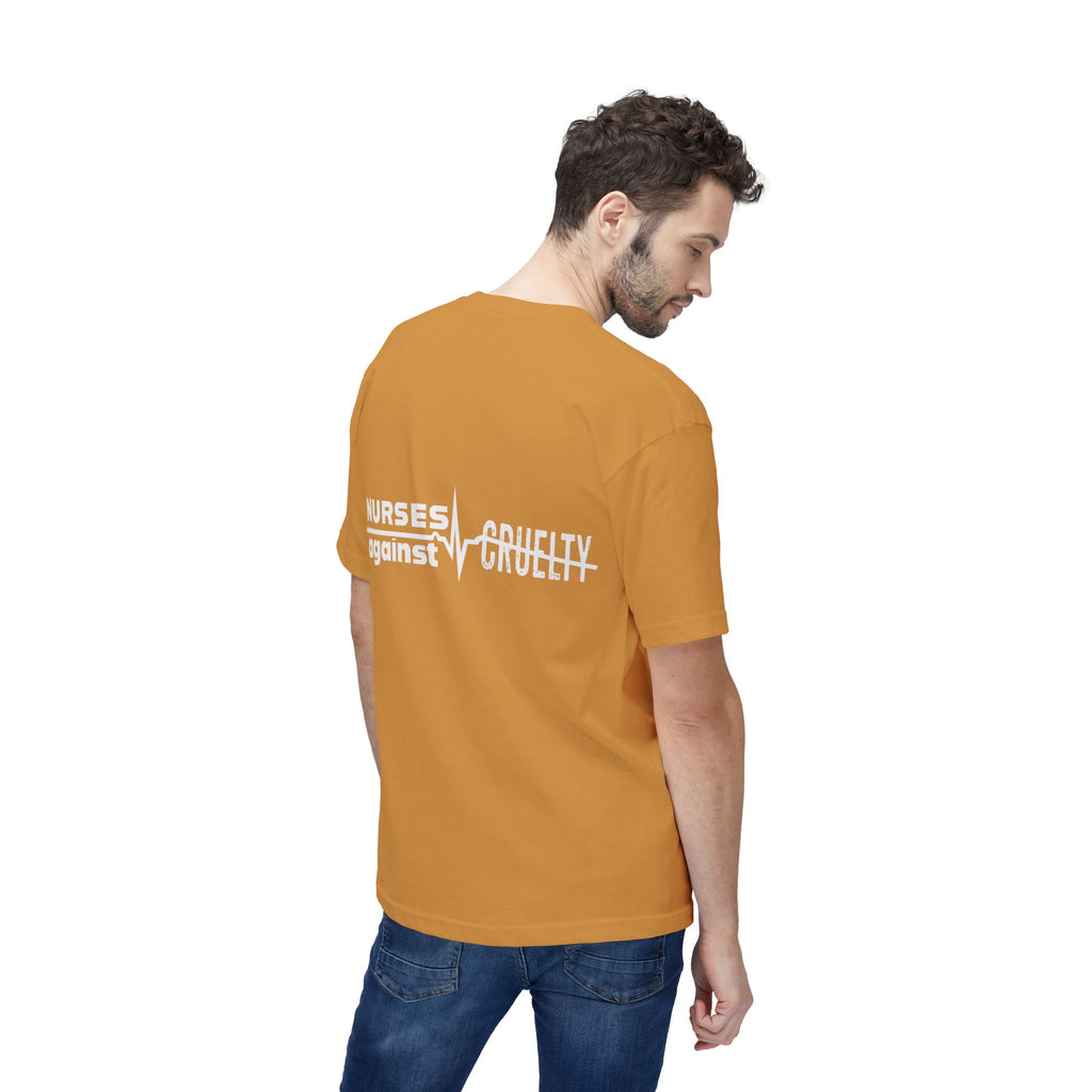 Unisex Midweight T-shirt, Nurses Against Fascism (front) - Nurses Against Cruelty (back) - 100% Polyster - NAF-T-BS5040