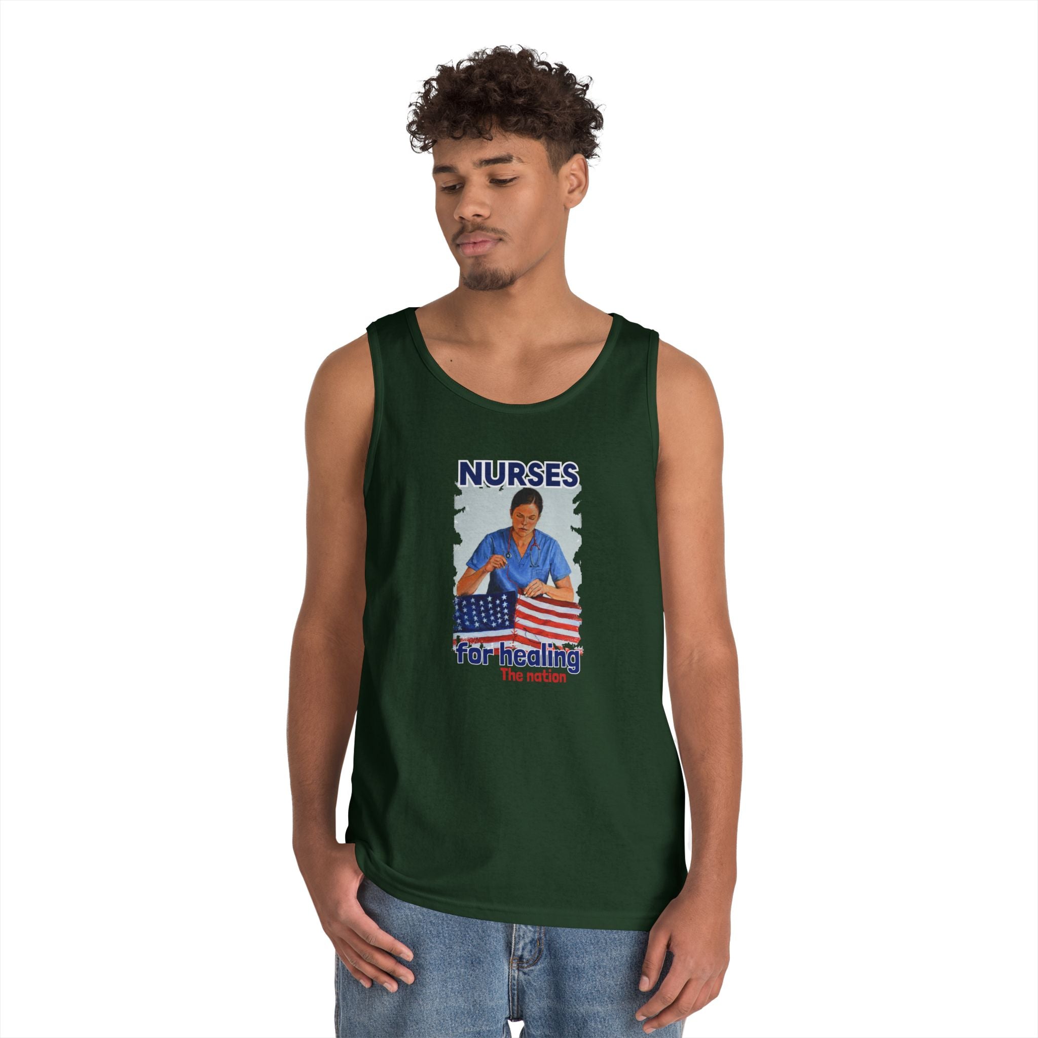 Unisex Medium fabric Cotton Tank Top - Nurses For Healing The Nation (front) - Nurses Standing Up For Humanity (back) - 100% cotton - NFH-K-G5200