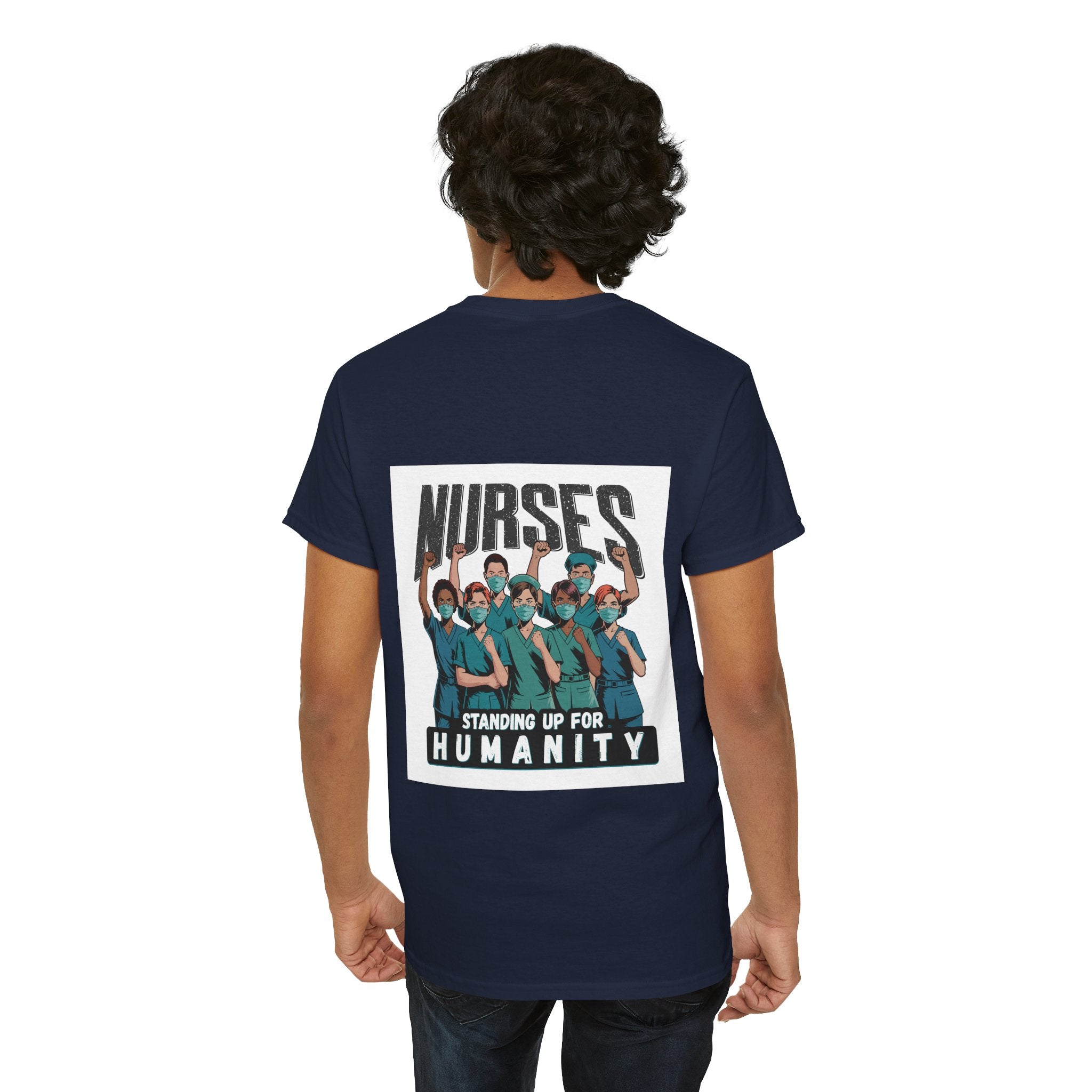 Unisex Medium fabric Cotton Tee - Nurses For Healing The Nation (front) - Nurses Standing Up For Humanity (back) - 100% cotton - NFH-T-G5000