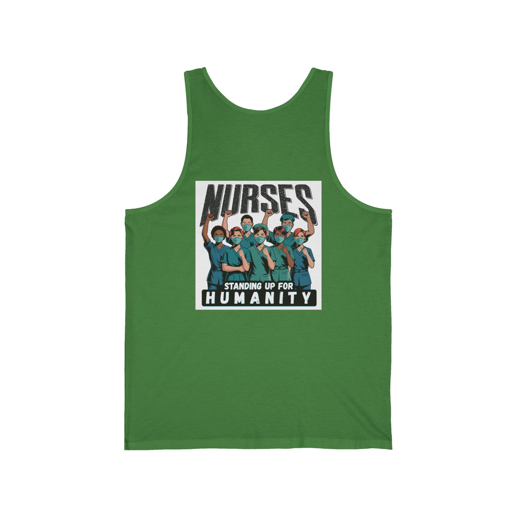 Unisex Light fabric Jersey Tank - Nurses For Healing The Nation (front) - Nurses Standing Up For Humanity (back) - 100% Airlume combed and ring-spun cotton - NFH-K-BC3480