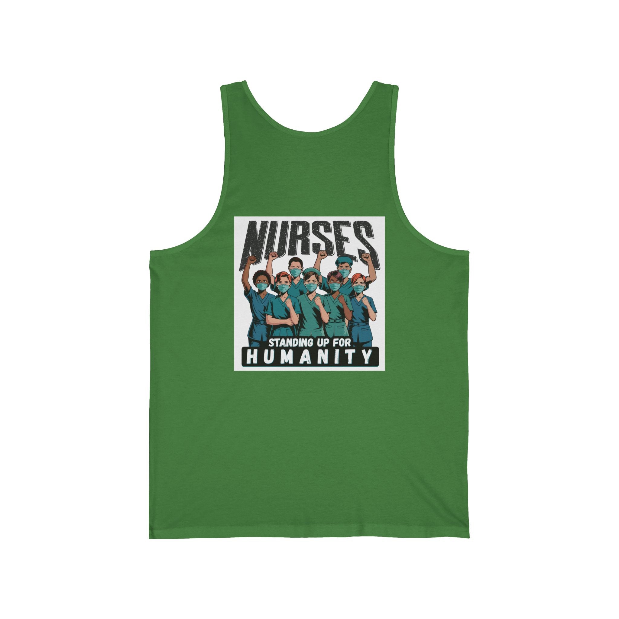 Unisex Light fabric Jersey Tank - Nurses For Healing The Nation (front) - Nurses Standing Up For Humanity (back) - 100% Airlume combed and ring-spun cotton - NFH-K-BC3480