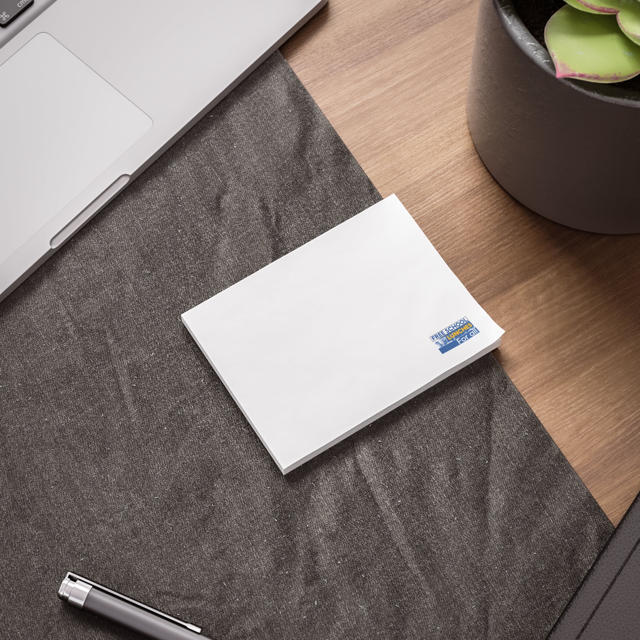 Post-it® Note Pads - Free School Lunches For All (front) - 75.2 gsm white uncoated paper - NAH-NP-3M