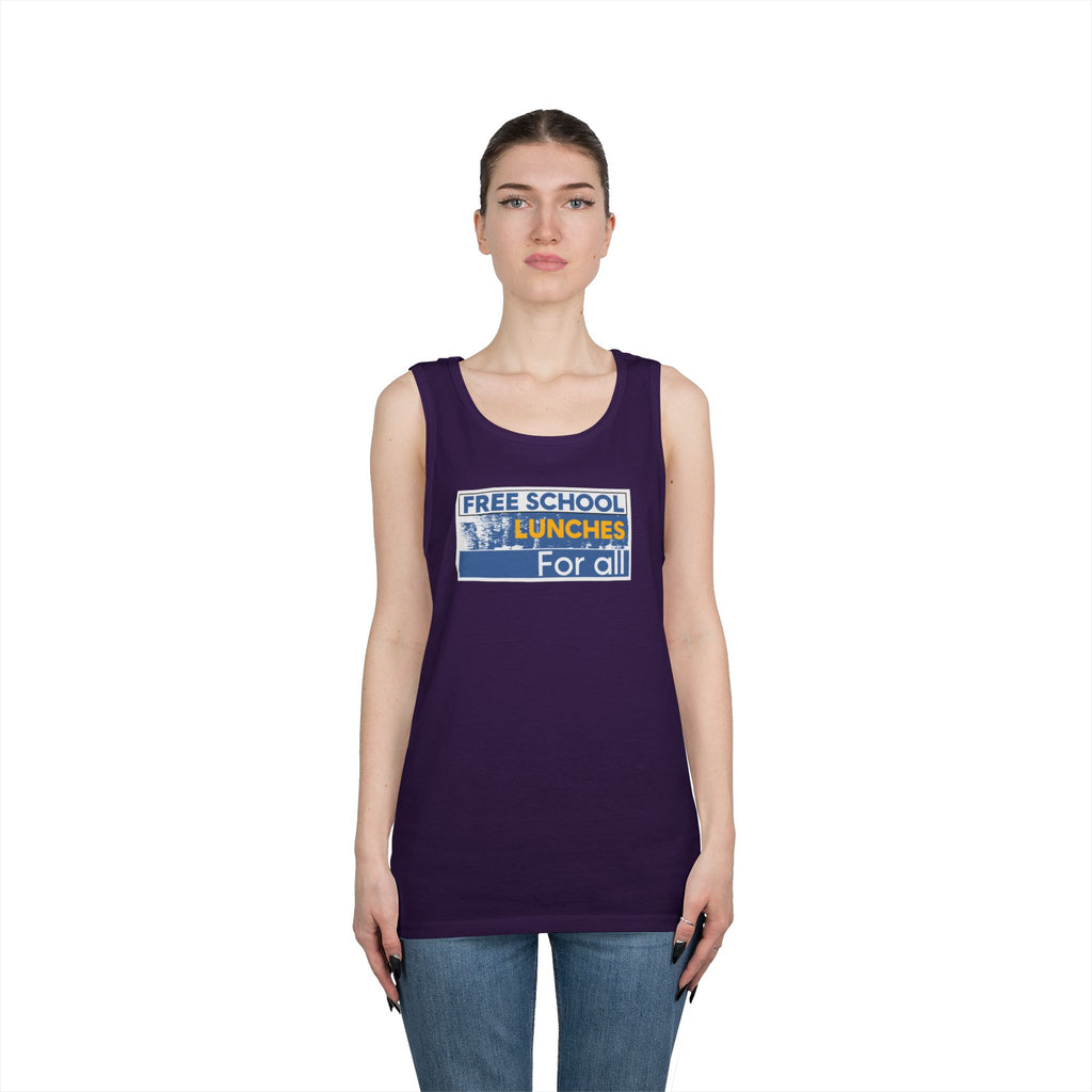 Unisex Medium fabric Cotton Tank Top - Free School Lunches For All (front) - Nurses Against The Rich Starving The Poor (back) - 100% cotton - NAH-K-G5200