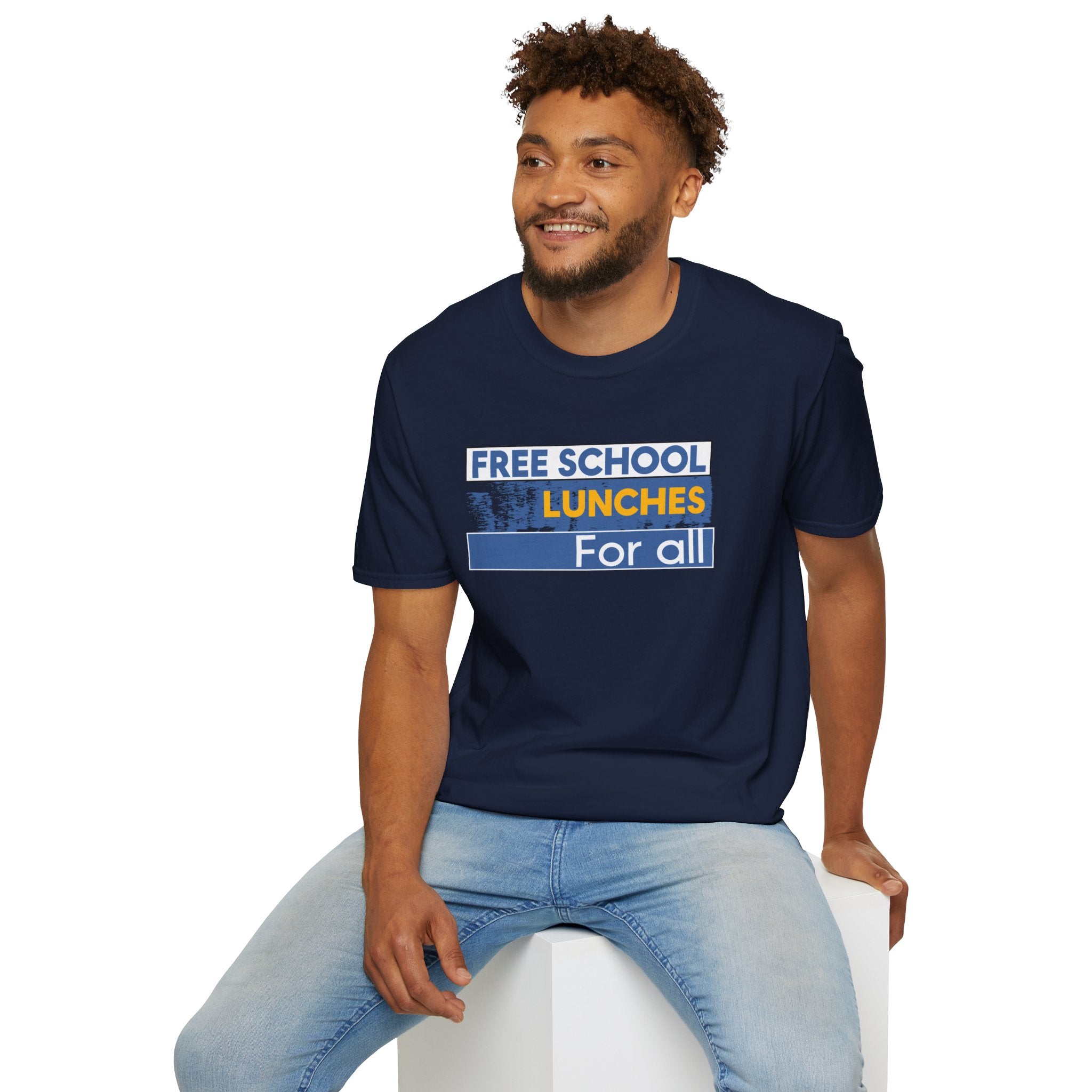 Unisex Lightweight fabric T-Shirt - Free School Lunches For All (front) - Nurses Against The Rich Starving The Poor (back) - 100% ring-spun cotton - NAH-T-G64000