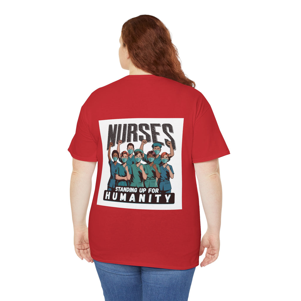 Unisex Medium fabric Cotton Tee - Nurses For Healing The Nation (front) - Nurses Standing Up For Humanity (back) - 100% cotton - NFH-T-G5000