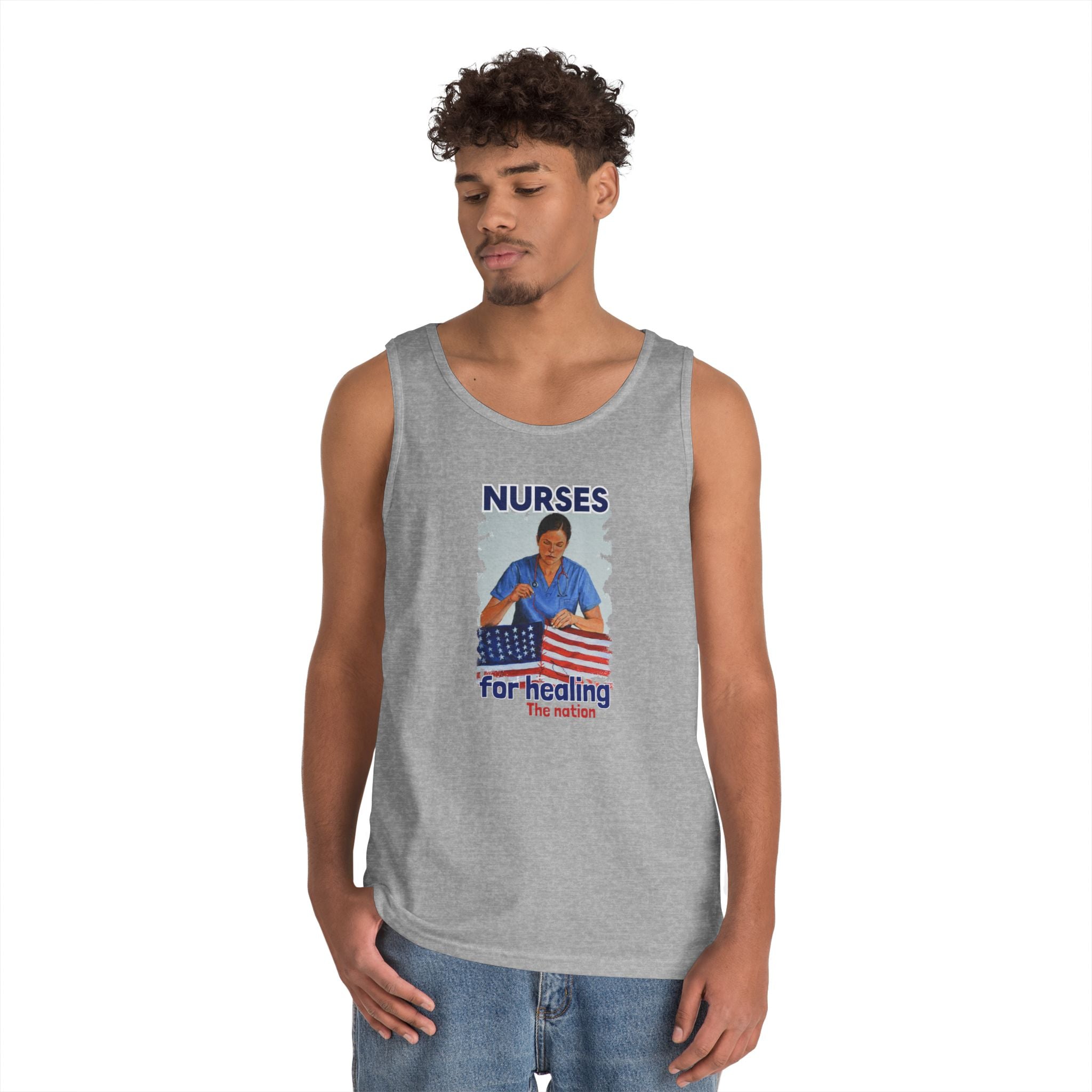 Unisex Medium fabric Cotton Tank Top - Nurses For Healing The Nation (front) - Nurses Standing Up For Humanity (back) - 100% cotton - NFH-K-G5200