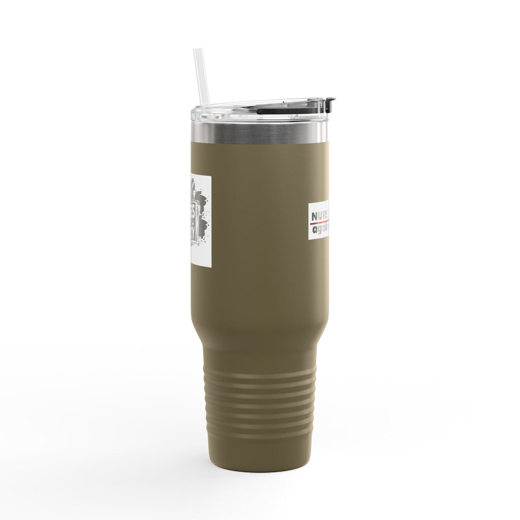 Travel Mug - Nurses Against Fascism (right) - Nurses Against Cruelty (left) - 100% stainless steel (body) - NAF-TM-40oz