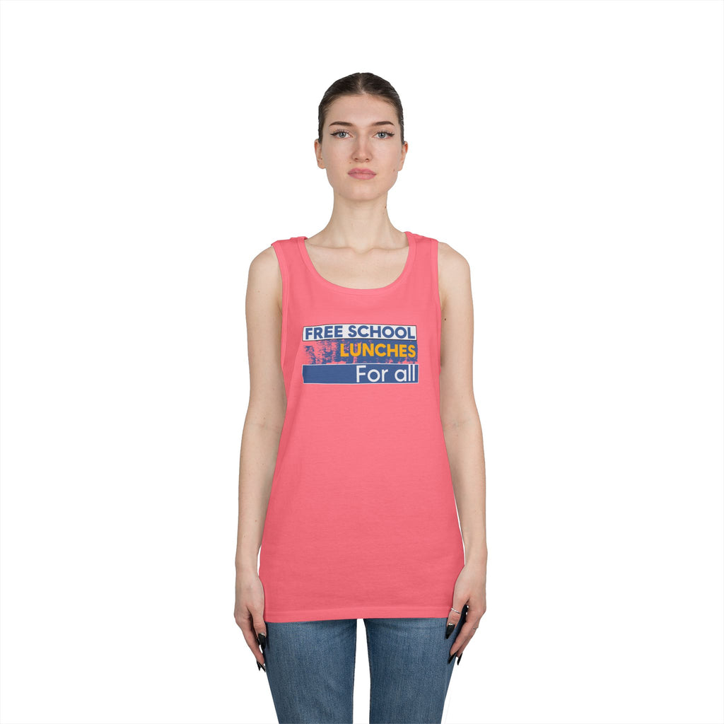 Unisex Medium fabric Cotton Tank Top - Free School Lunches For All (front) - Nurses Against The Rich Starving The Poor (back) - 100% cotton - NAH-K-G5200