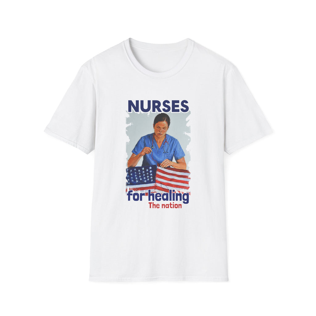 Unisex Lightweight fabric T-Shirt - Nurses For Healing The Nation (front) - Nurses Standing Up For Humanity (back) - 100% ring-spun cotton - NFH-T-G64000