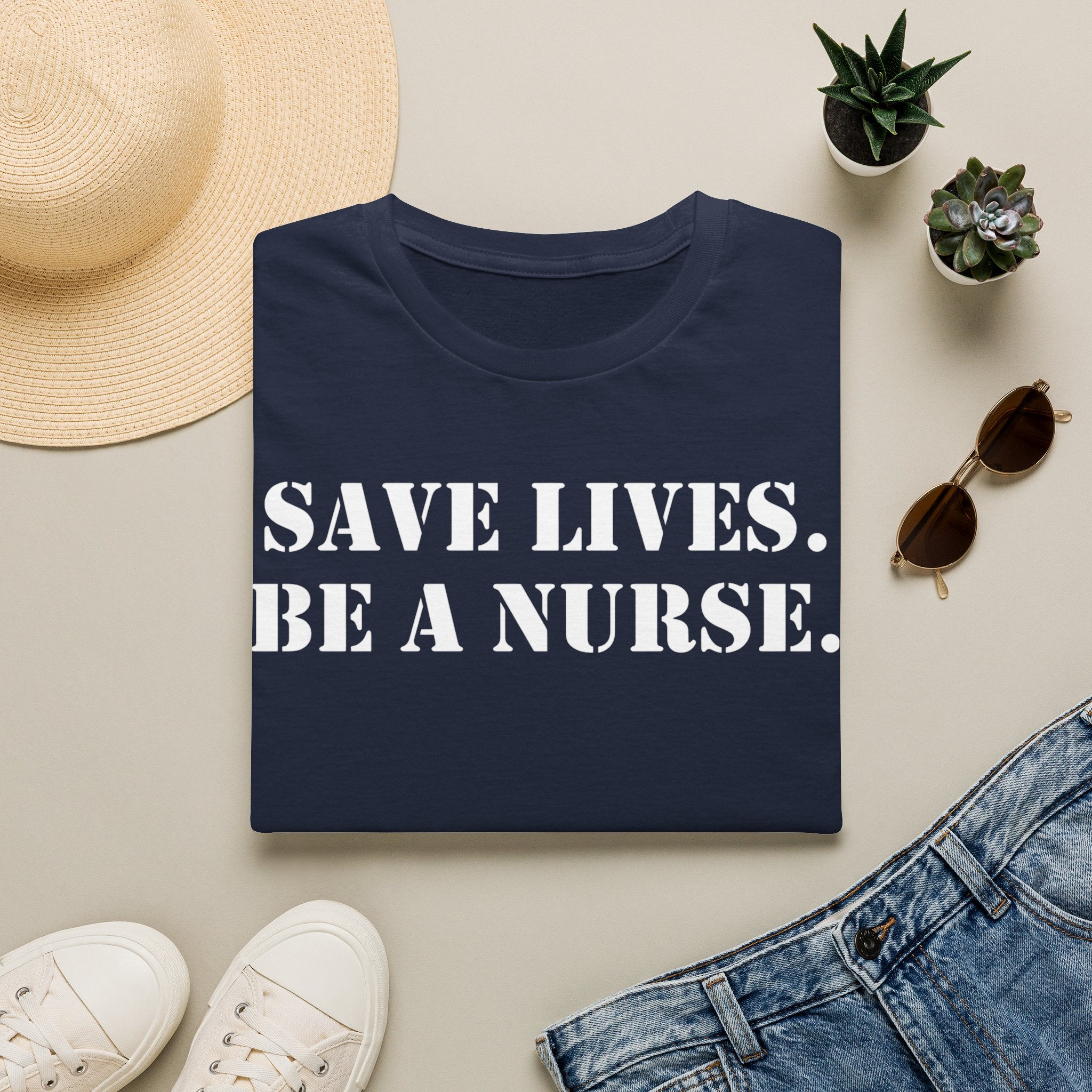 Unisex Lightweight fabric T-Shirt - Save Life Be a Nurse (front) - Who advocates? Who defends? Who protects? Who educates? Who intervenes? Who cares? (back) - 100% ring-spun cotton - SLBN-T-G64000