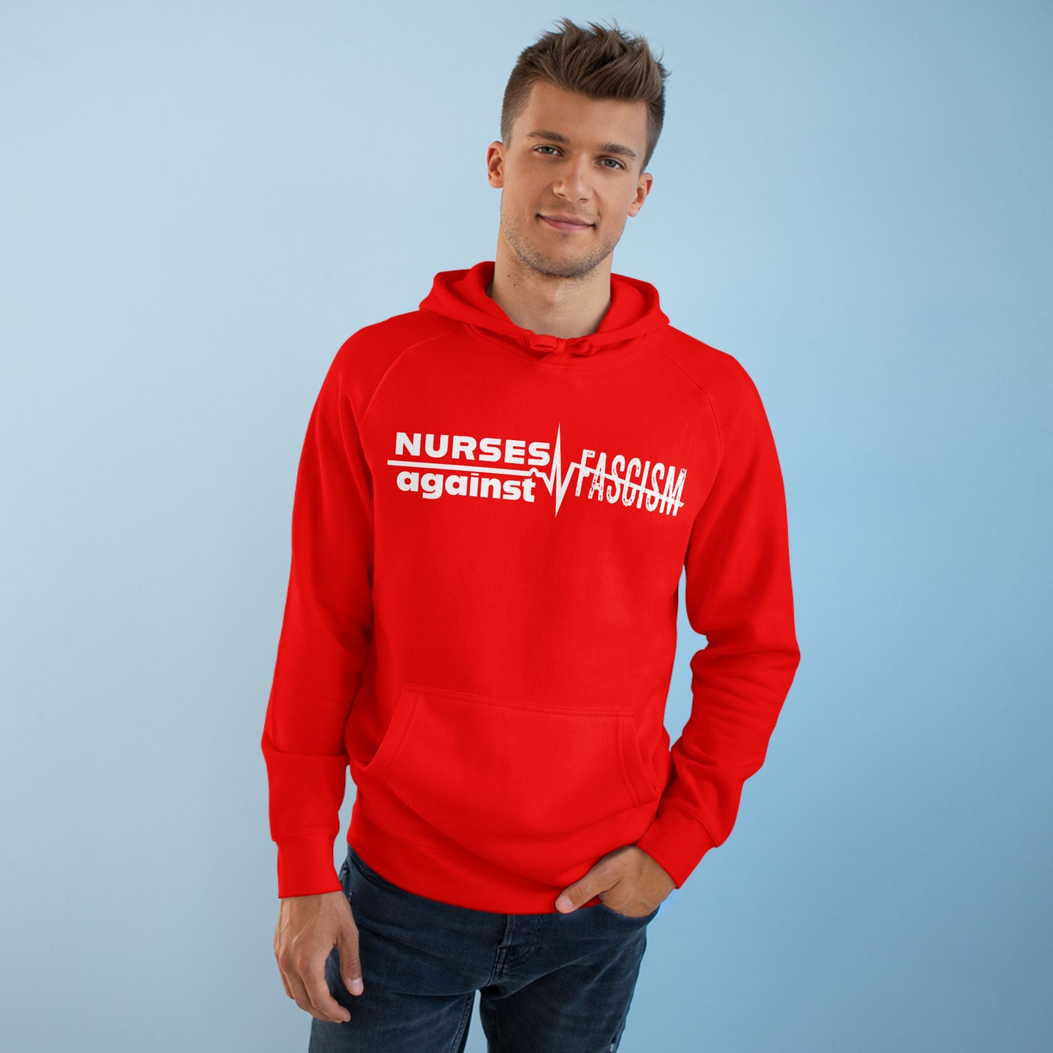 Unisex Mid-weight Hoodie - Nurses Against Fascism (front) - Nurses Against Cruelty (back) - 80% cotton, 20% polyester - NAF-H-AC5101