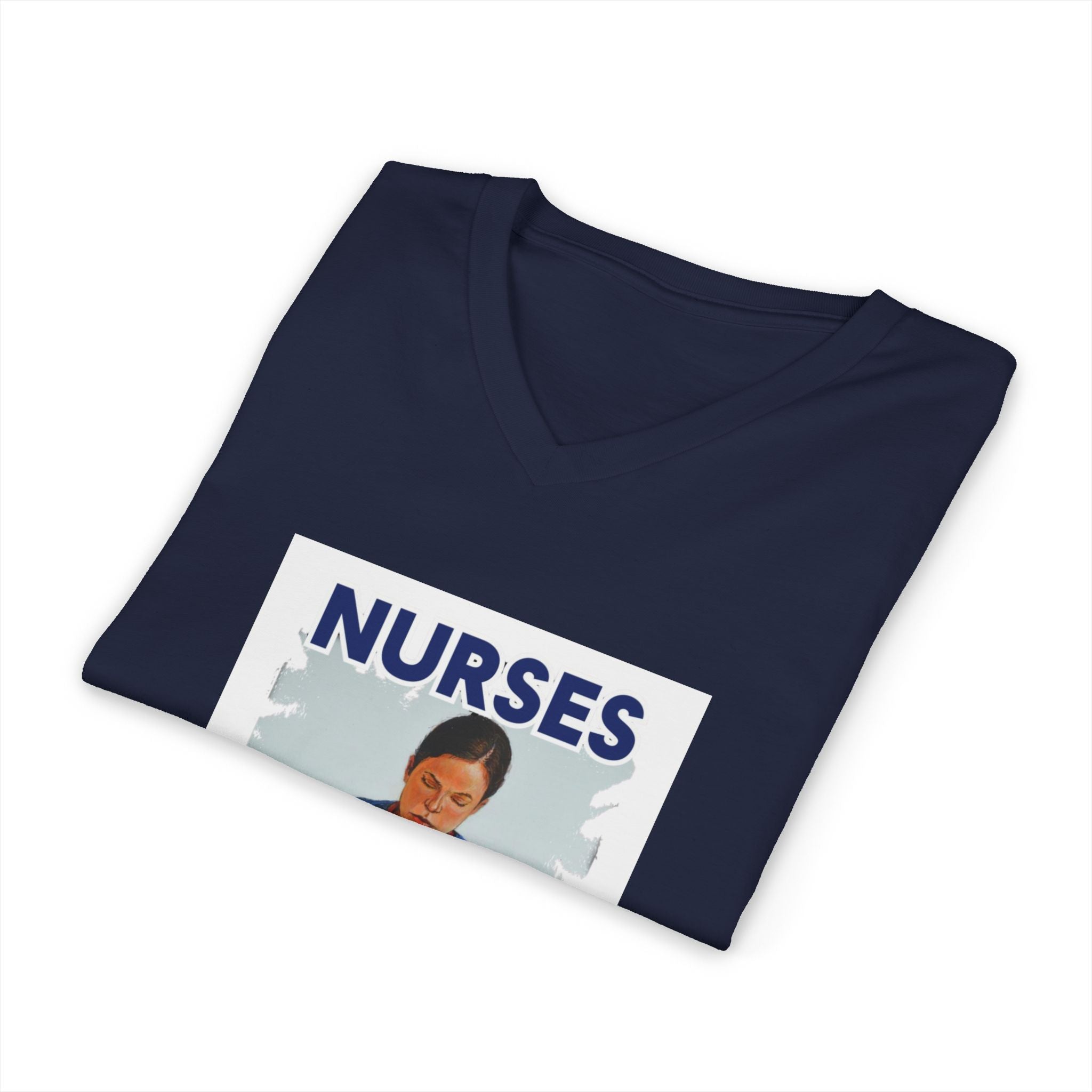 Unisex Lightweight fabric Jersey Short Sleeve V-Neck Tee - Nurses For Healing The Nation (front) - Nurses Standing Up For Humanity (back) - 100% cotton fabric - NFH-V-BC3005