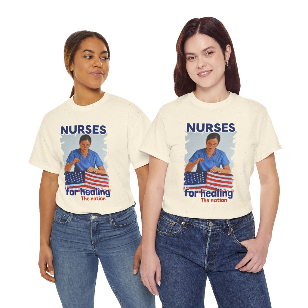 Unisex Medium fabric Cotton Tee - Nurses For Healing The Nation (front) - Nurses Standing Up For Humanity (back) - 100% cotton - NFH-T-G5000