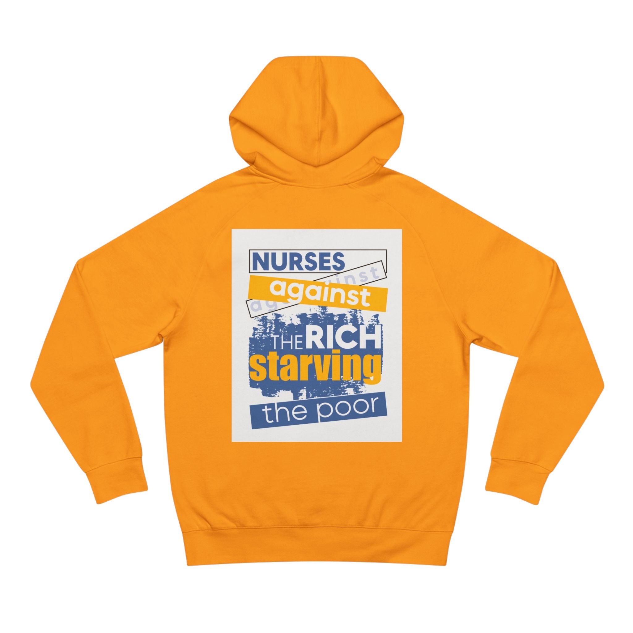 Unisex Mid-weight Hoodie - Free School Lunches For All (front) - Nurses Against The Rich Starving The Poor (back) - 80% cotton, 20% Polyester - NAH-H-AC5101