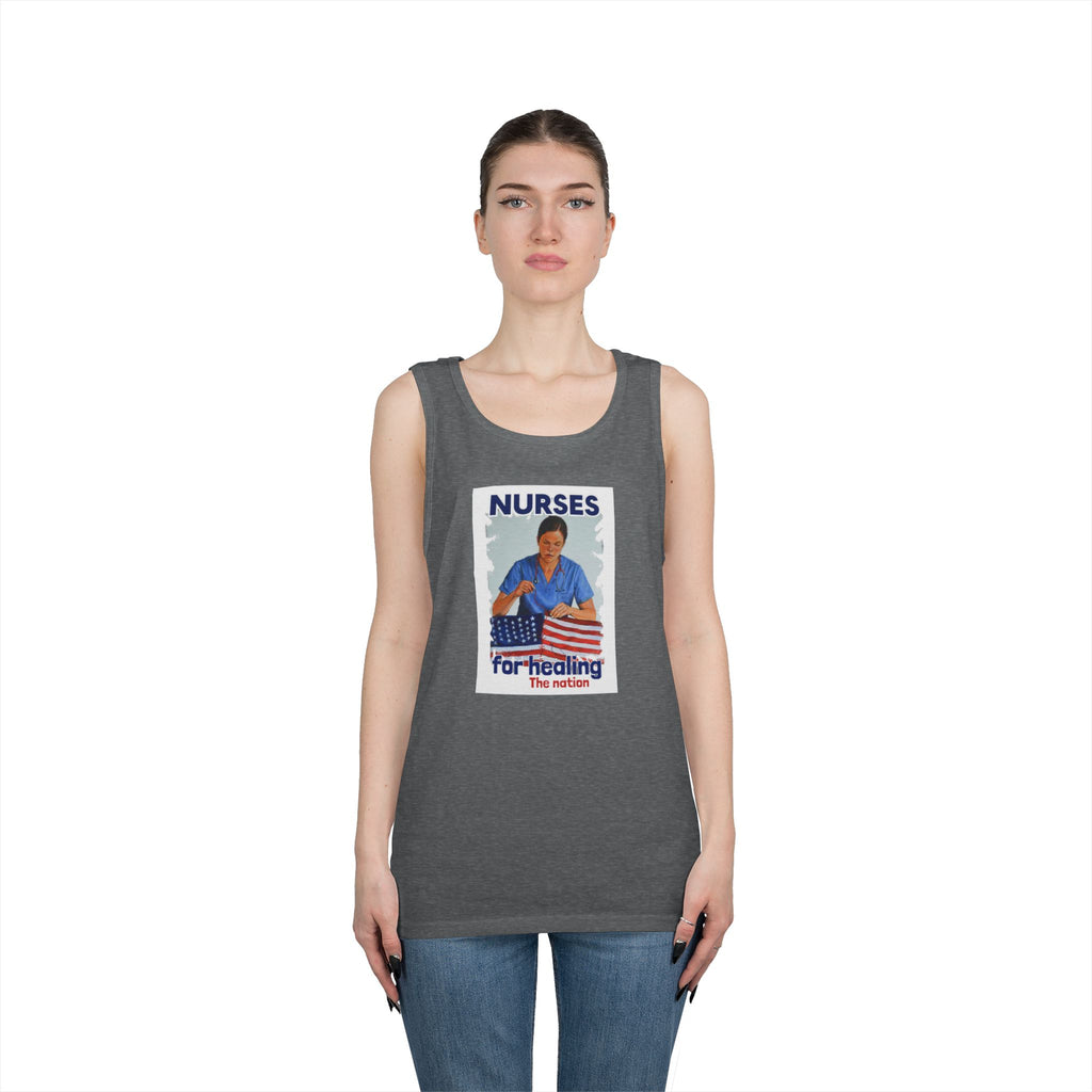 Unisex Medium fabric Cotton Tank Top - Nurses For Healing The Nation (front) - Nurses Standing Up For Humanity (back) - 100% cotton - NFH-K-G5200