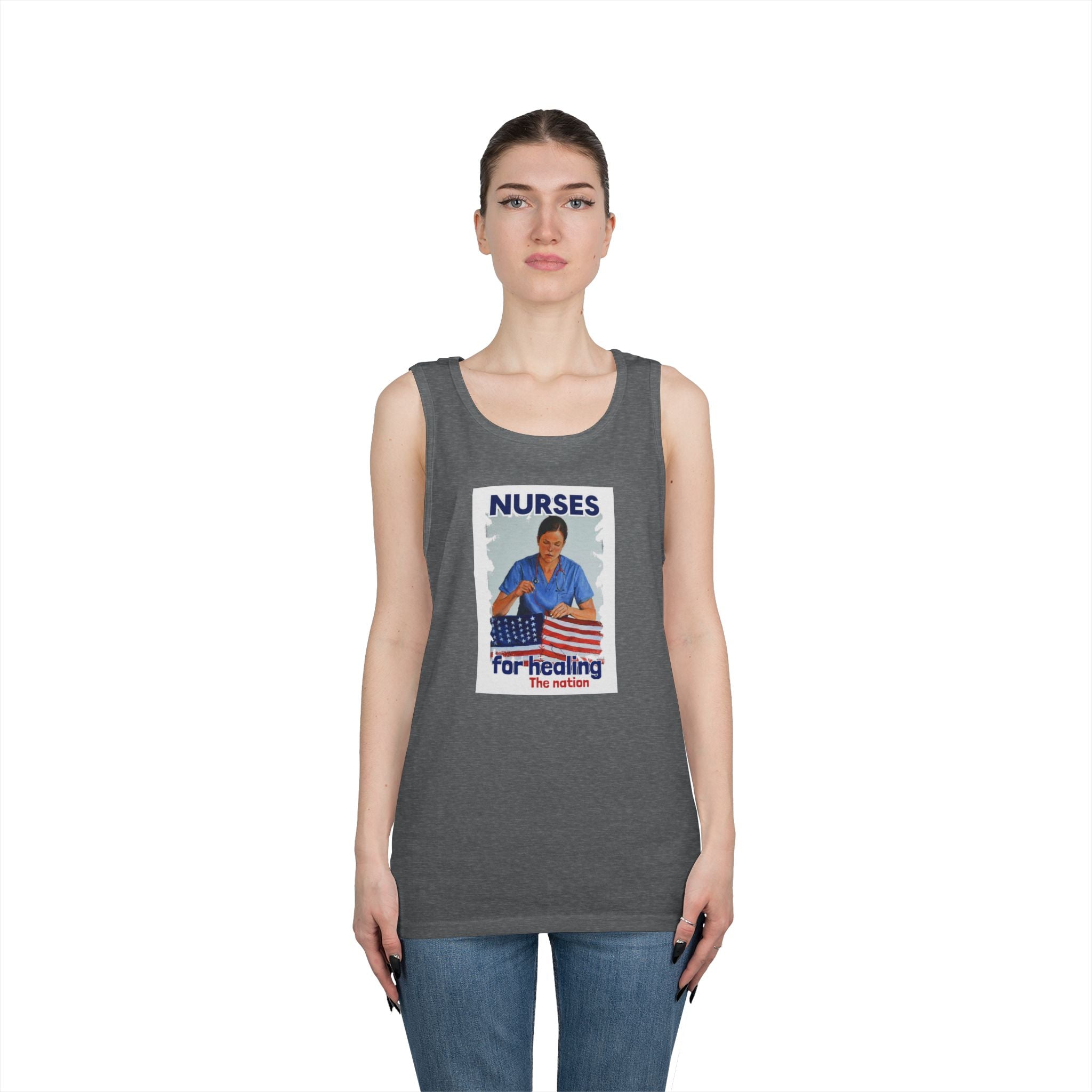 Unisex Medium fabric Cotton Tank Top - Nurses For Healing The Nation (front) - Nurses Standing Up For Humanity (back) - 100% cotton - NFH-K-G5200