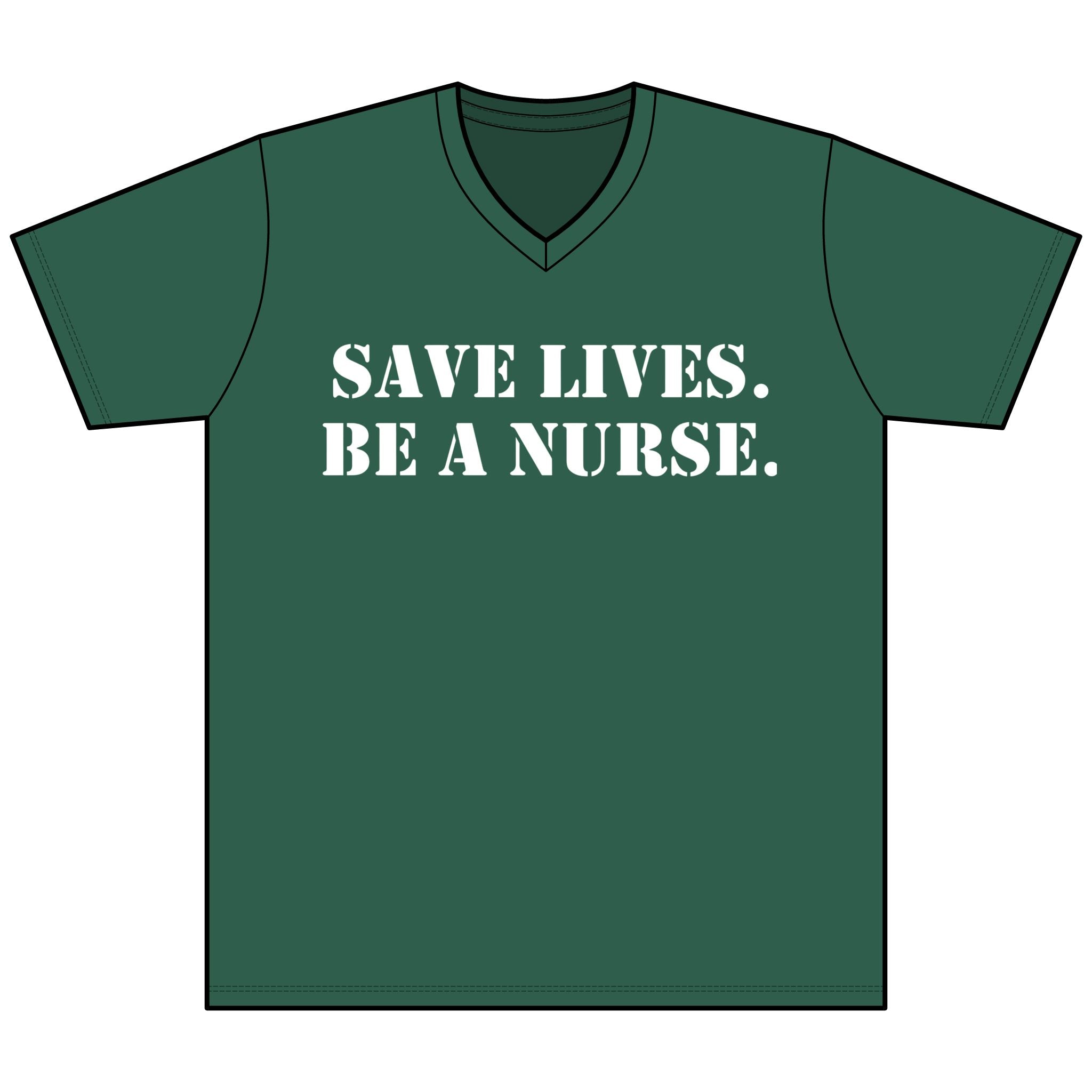 Unisex Lightweight fabric Jersey Short Sleeve V-Neck Tee - Save Lives Be A Nurse (front) - Who Advocates? Who Defends? (back) - 100% cotton fabric - SLA-V-BC3005