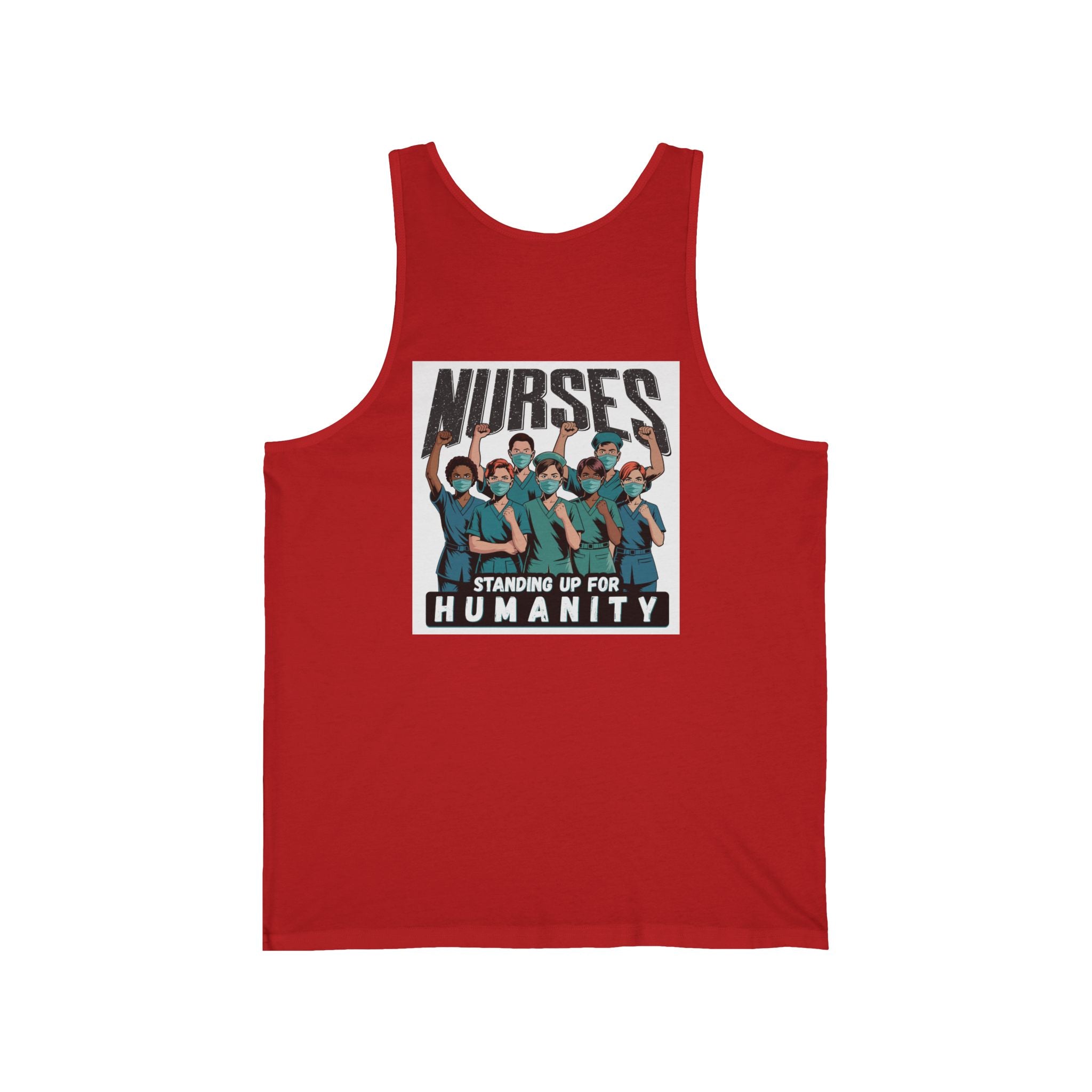 Unisex Light fabric Jersey Tank - Nurses For Healing The Nation (front) - Nurses Standing Up For Humanity (back) - 100% Airlume combed and ring-spun cotton - NFH-K-BC3480