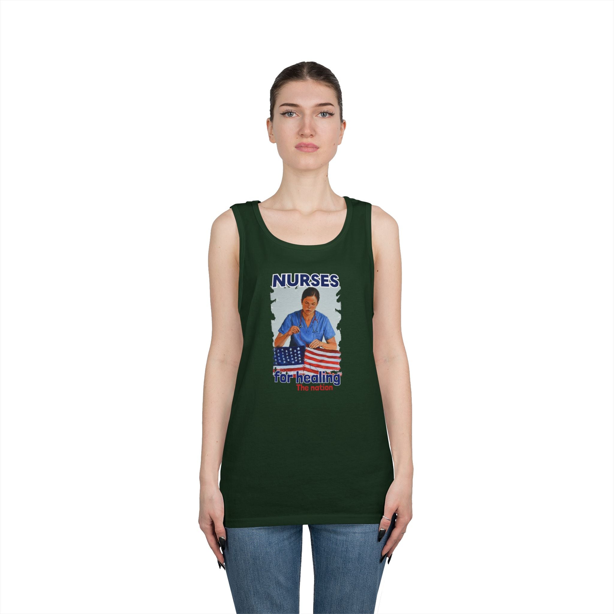 Unisex Medium fabric Cotton Tank Top - Nurses For Healing The Nation (front) - Nurses Standing Up For Humanity (back) - 100% cotton - NFH-K-G5200