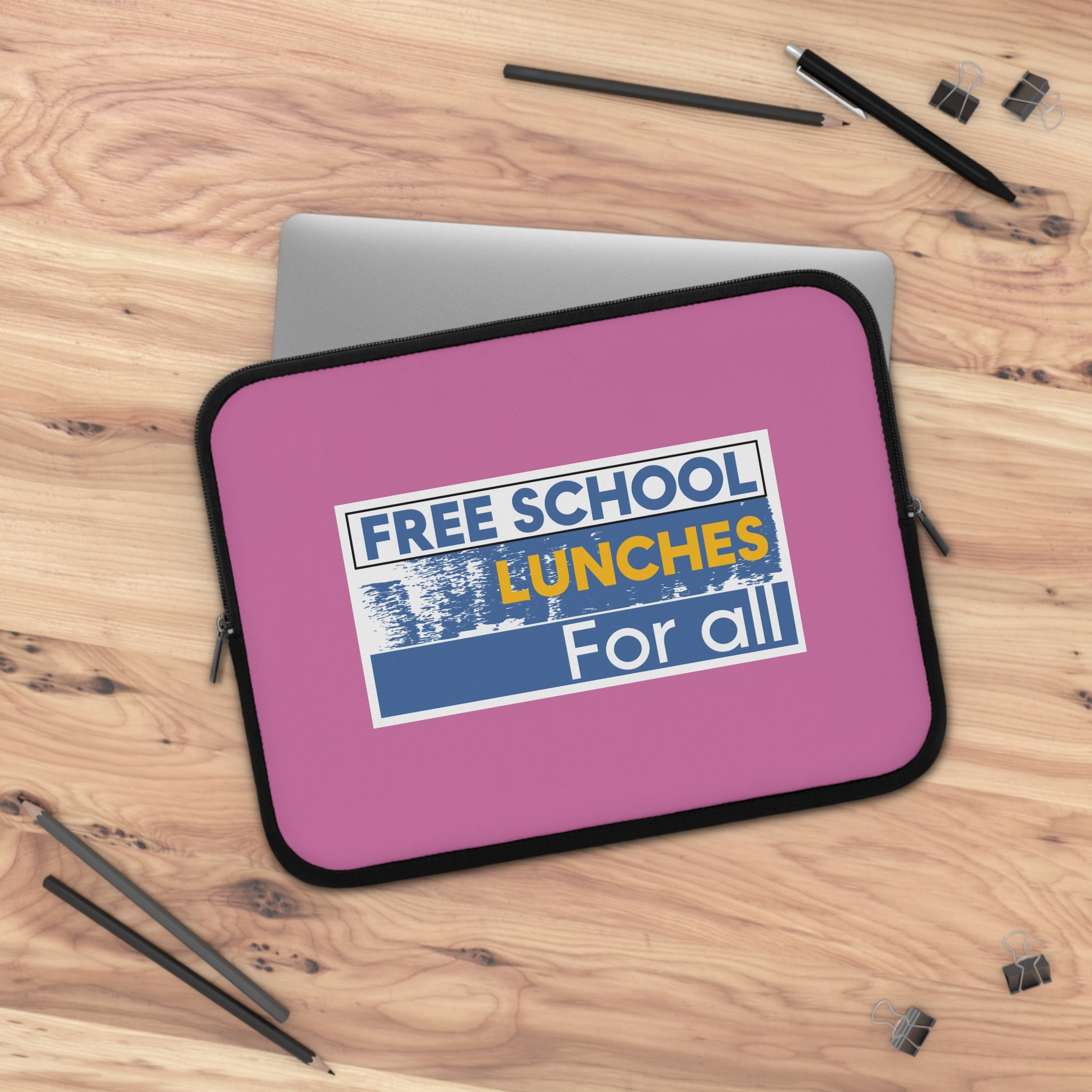 Laptop Sleeve - Free School Lunches For All (front) - Smooth neoprene - NAH-LS-01