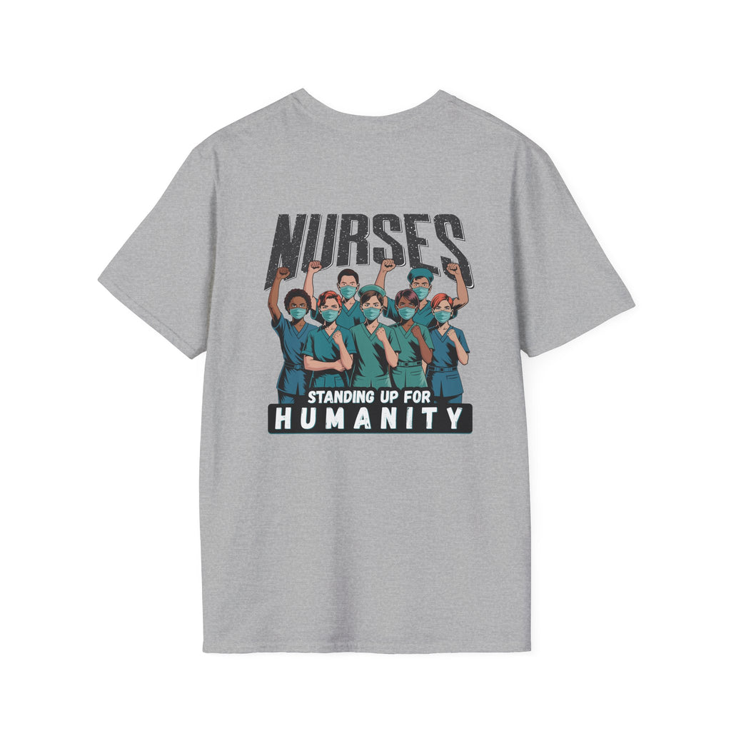 Unisex Lightweight fabric T-Shirt - Nurses For Healing The Nation (front) - Nurses Standing Up For Humanity (back) - 100% ring-spun cotton - NFH-T-G64000