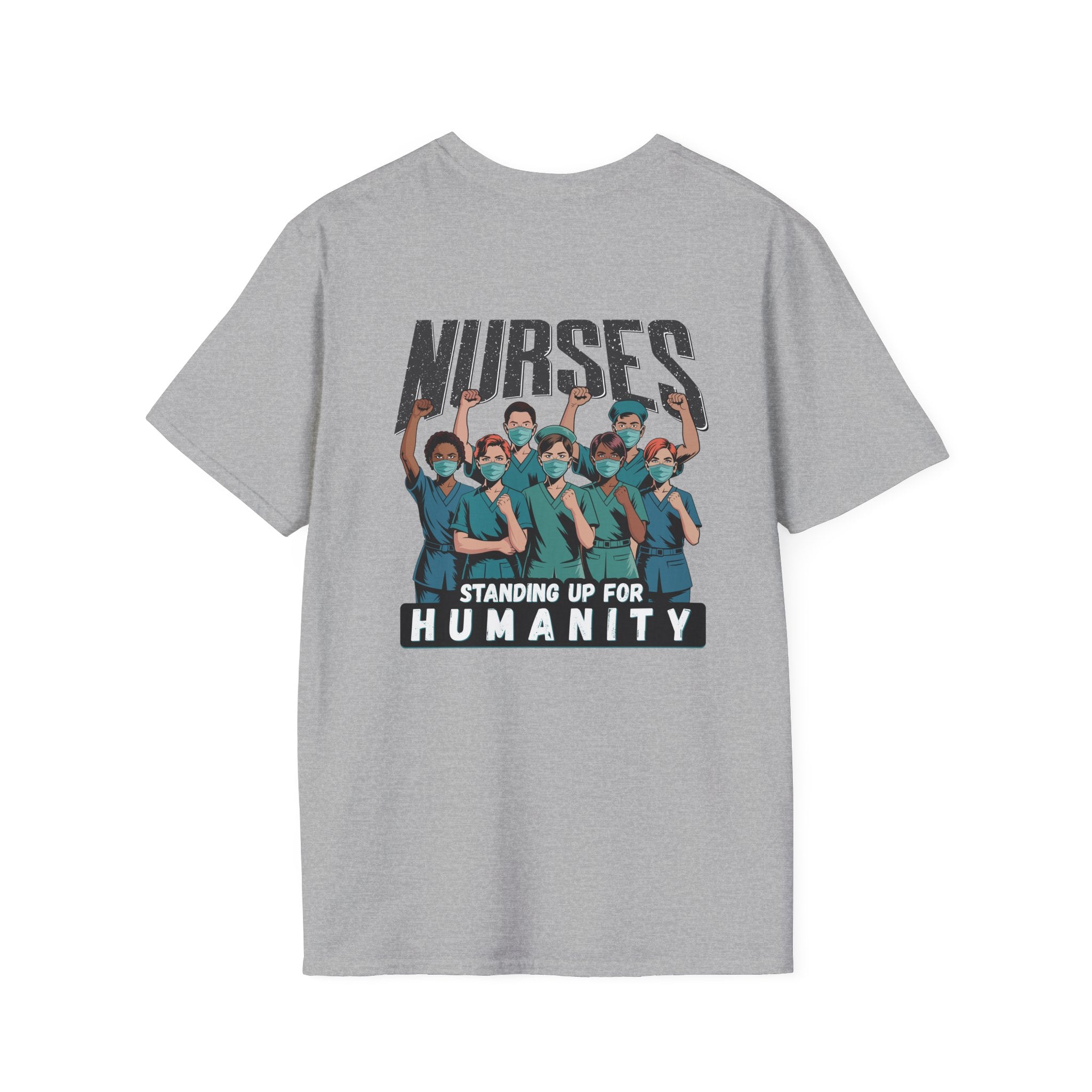 Unisex Lightweight fabric T-Shirt - Nurses For Healing The Nation (front) - Nurses Standing Up For Humanity (back) - 100% ring-spun cotton - NFH-T-G64000