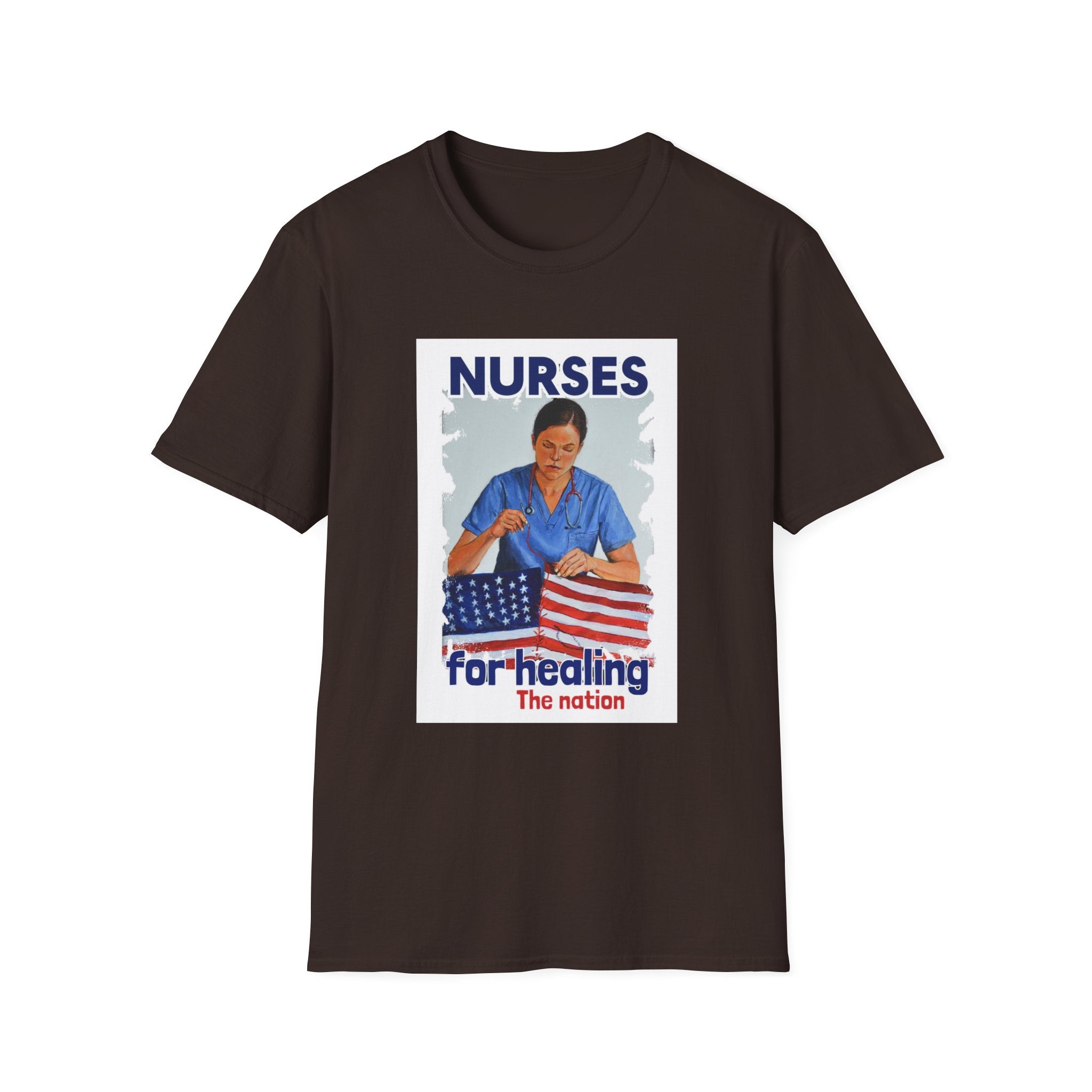 Unisex Lightweight fabric T-Shirt - Nurses For Healing The Nation (front) - Nurses Standing Up For Humanity (back) - 100% ring-spun cotton - NFH-T-G64000