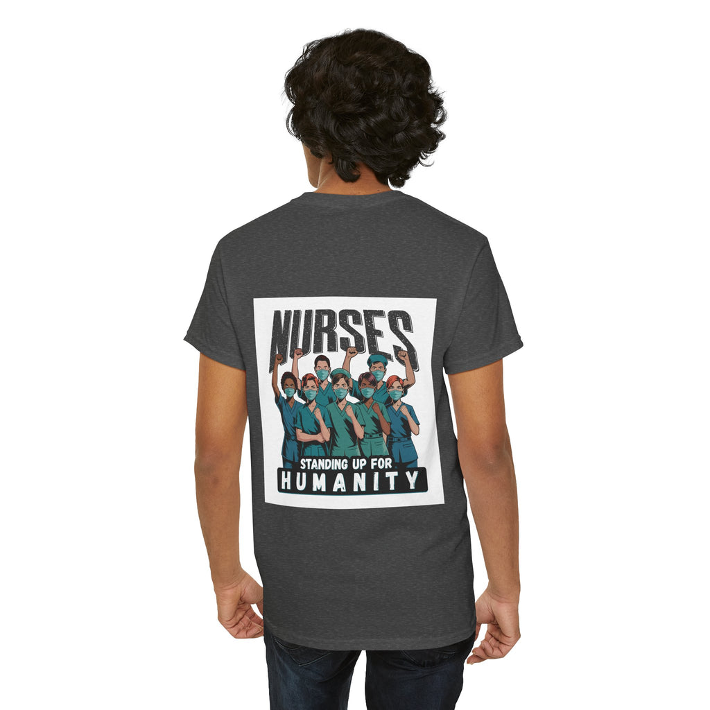 Unisex Medium fabric Cotton Tee - Nurses For Healing The Nation (front) - Nurses Standing Up For Humanity (back) - 100% cotton - NFH-T-G5000