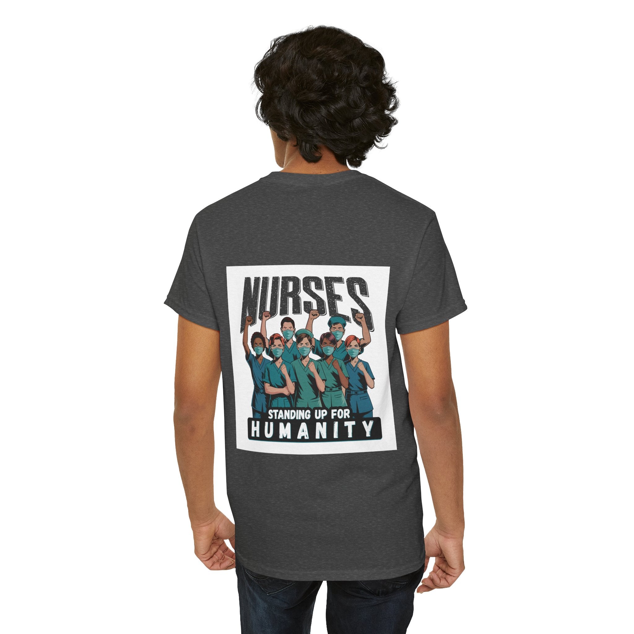 Unisex Medium fabric Cotton Tee - Nurses For Healing The Nation (front) - Nurses Standing Up For Humanity (back) - 100% cotton - NFH-T-G5000