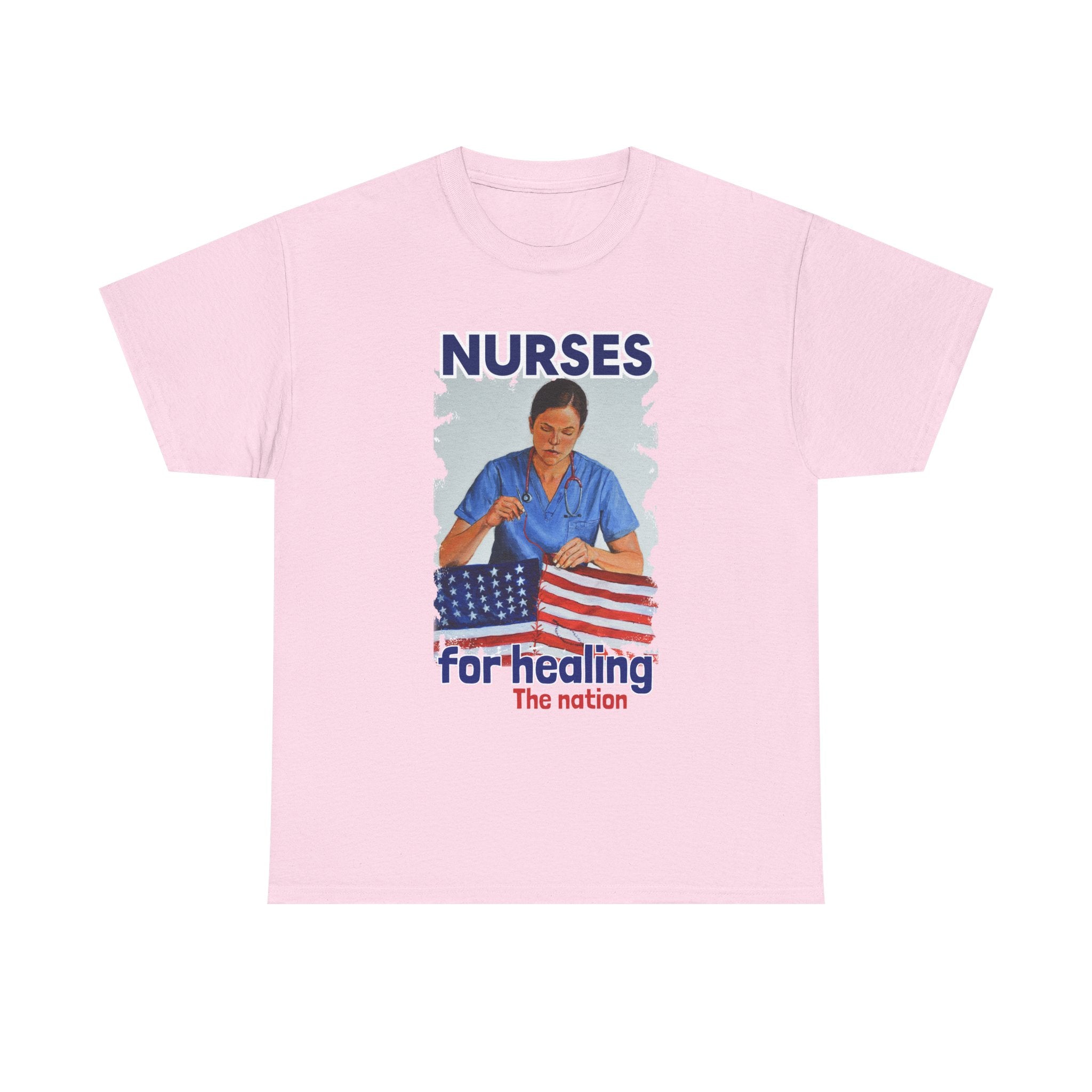 Unisex Medium fabric Cotton Tee - Nurses For Healing The Nation (front) - Nurses Standing Up For Humanity (back) - 100% cotton - NFH-T-G5000