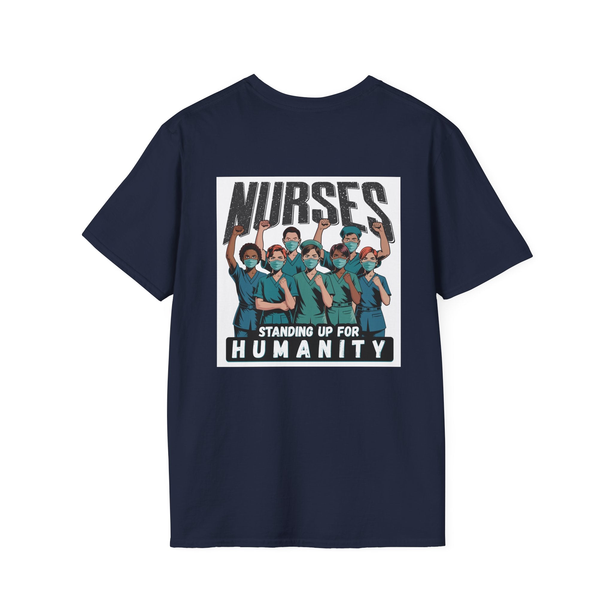 Unisex Lightweight fabric T-Shirt - Nurses For Healing The Nation (front) - Nurses Standing Up For Humanity (back) - 100% ring-spun cotton - NFH-T-G64000