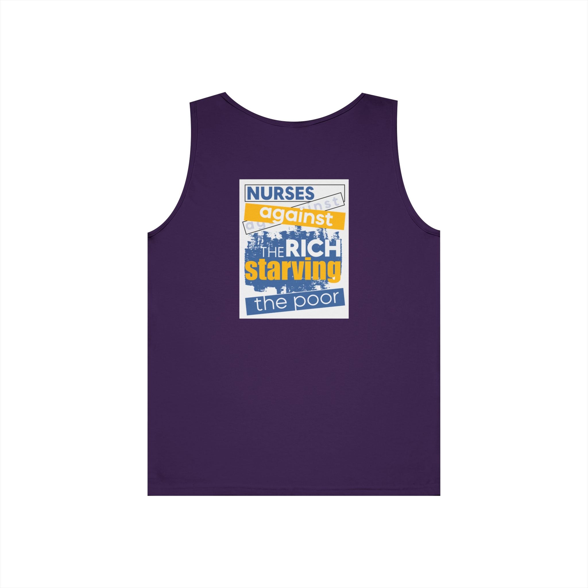 Unisex Medium fabric Cotton Tank Top - Free School Lunches For All (front) - Nurses Against The Rich Starving The Poor (back) - 100% cotton - NAH-K-G5200