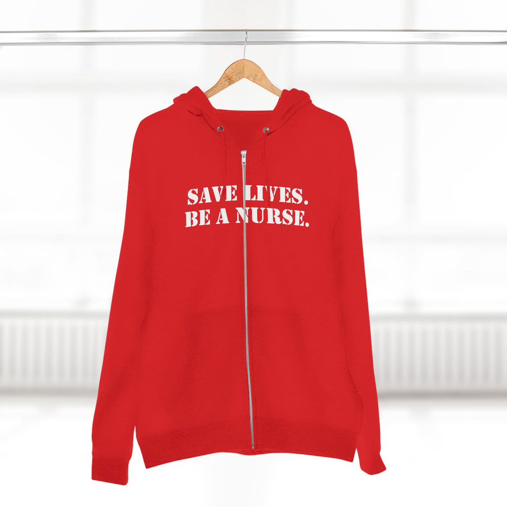 Men's District® Medium-heavy fabric Full-Zip Hoodie - Save Lives Be A Nurse (front) - Not Your Mom (back) - 60% recycled cotton, 40% recycled polyester -Lane Seven LS14003