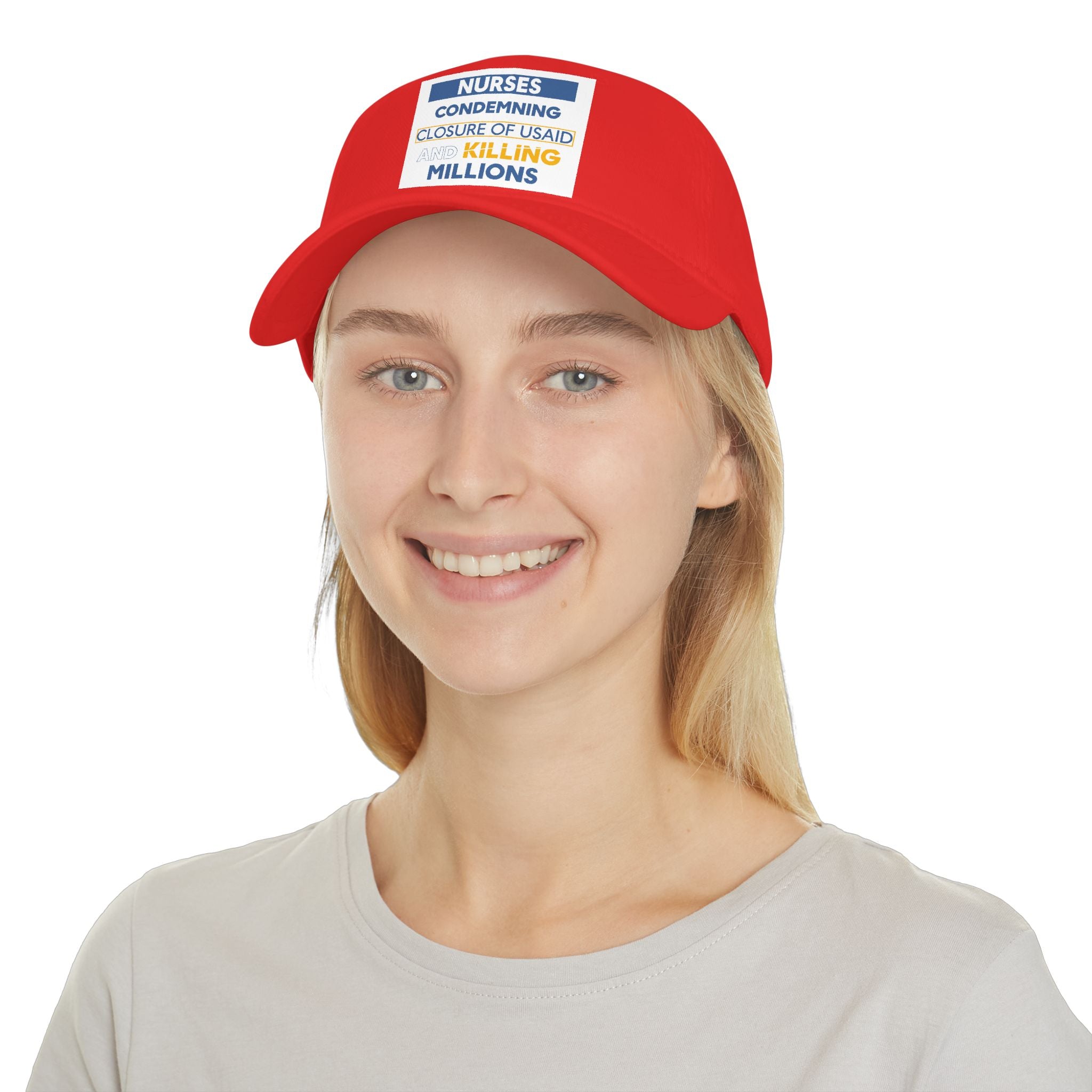 Unisex Baseball Cap - Nurses Condemning Closure of USAID (front) - 100% Cotton Twill - NFG-B-18-253