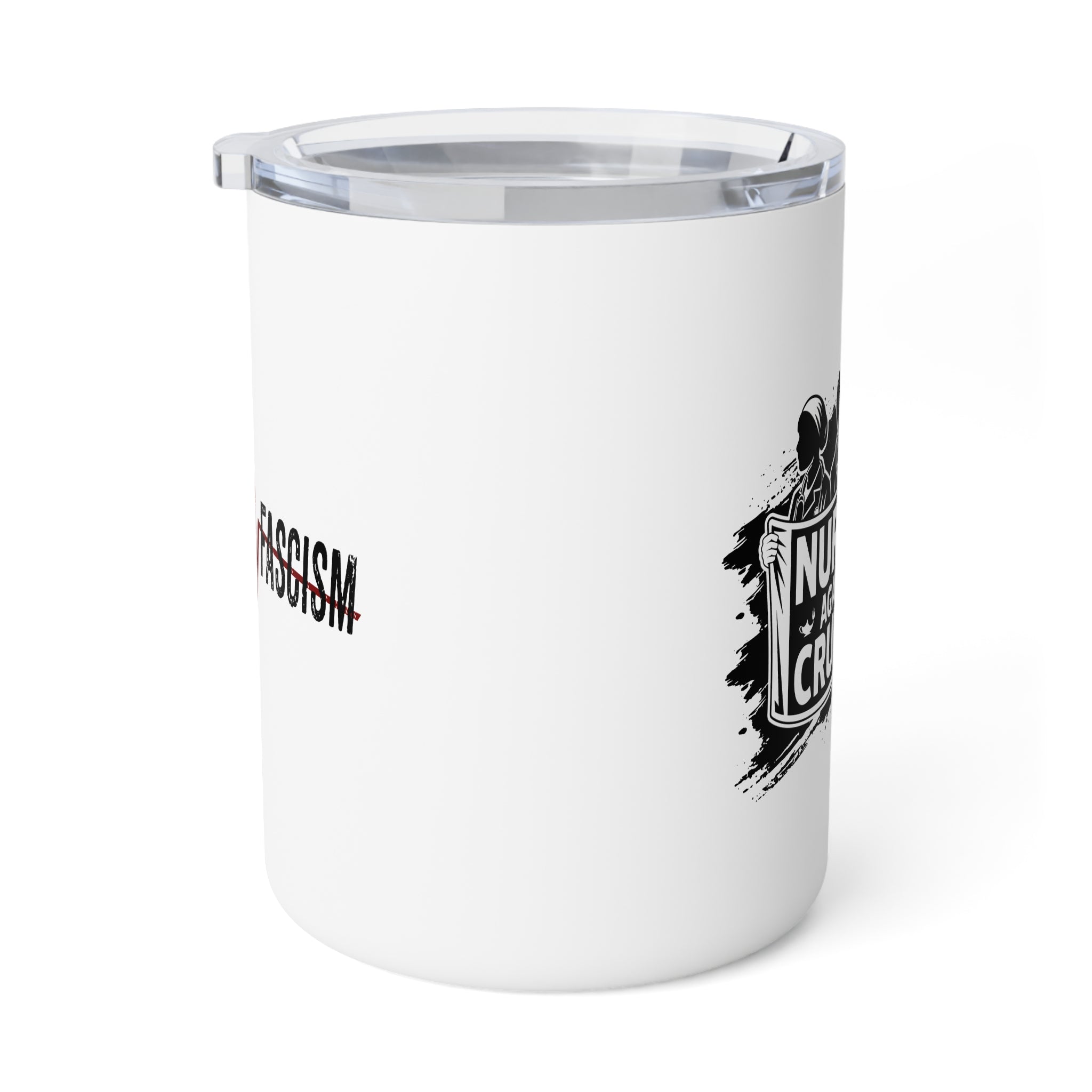 Unisex Insulated Coffee Mug - Nurses Against Fascism (right) - Nurses Against Cruelty (left) - 10oz (0.3l) - NAF-CM-INSULATED
