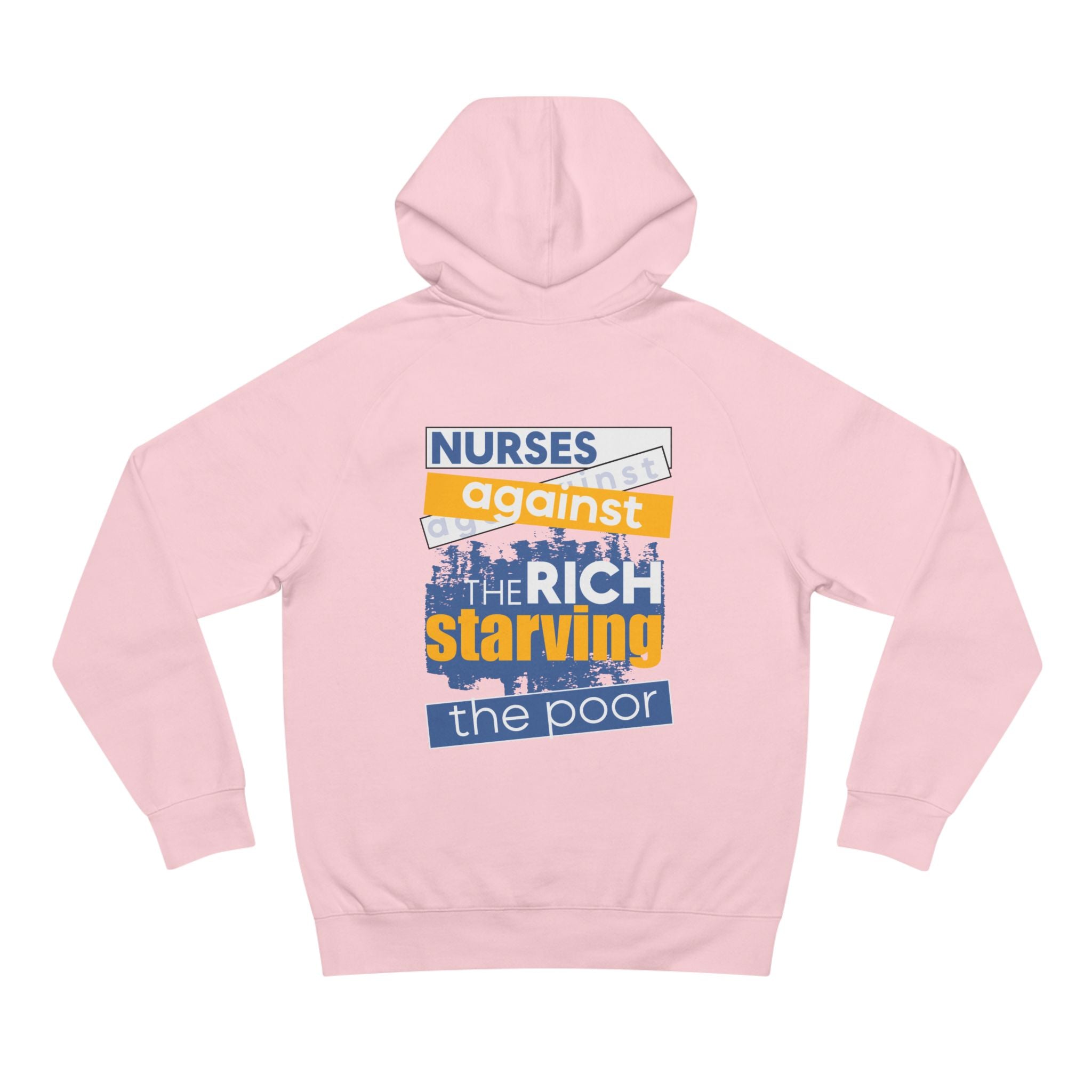 Unisex Mid-weight Hoodie - Free School Lunches For All (front) - Nurses Against The Rich Starving The Poor (back) - 80% cotton, 20% Polyester - NAH-H-AC5101