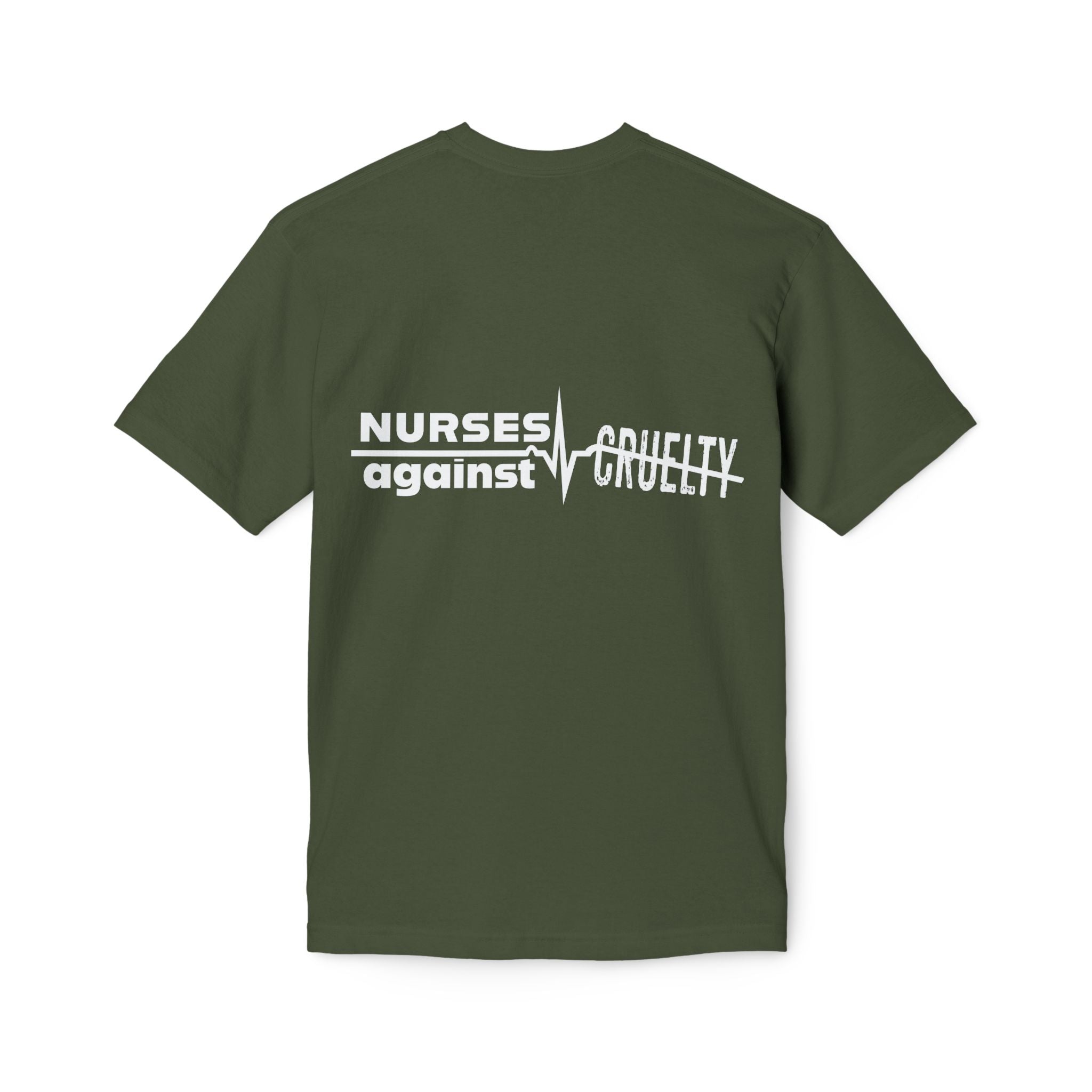 Unisex Midweight T-shirt, Nurses Against Fascism (front) - Nurses Against Cruelty (back) - 100% Polyster - NAF-T-BS5040