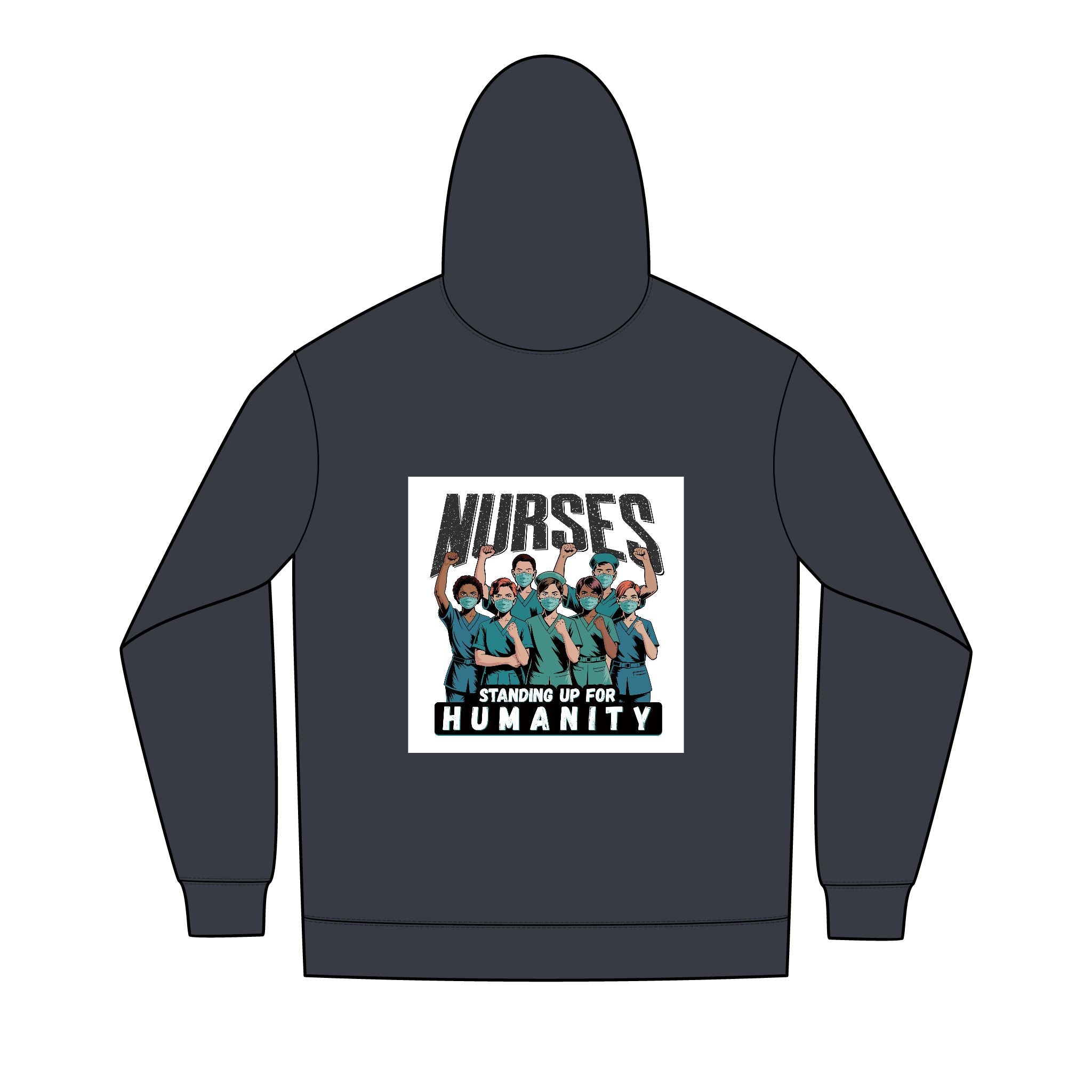 Men's Medium-heavy fabric Full-Zip Hoodie - Nurses For Healing The Nation (front) -  Nurses Standing Up For humanity (back) - 60% recycled cotton, 40% recycled polyester - NFH-Z-DT8102