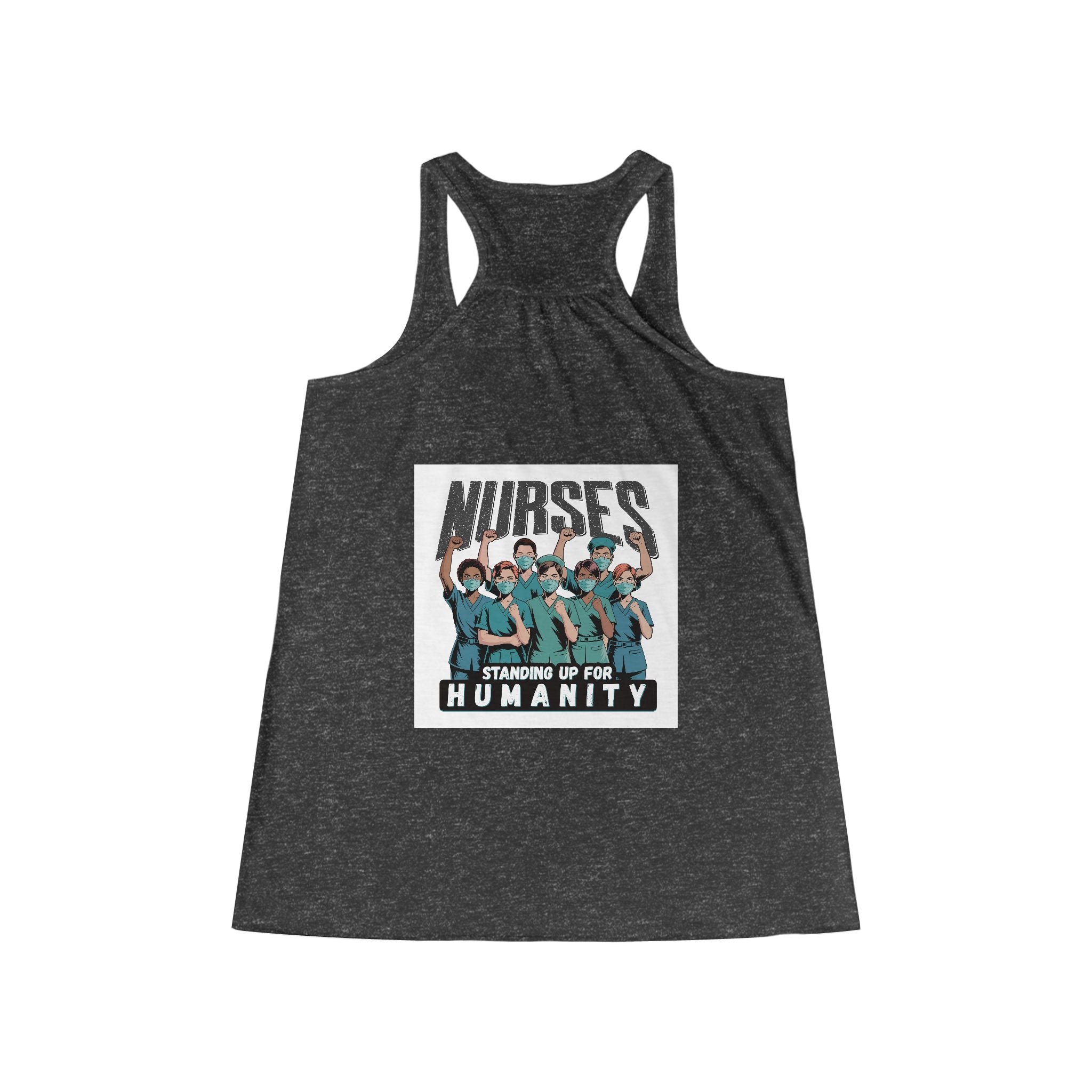 Women's Flowy Extra Light fabric Racerback Tank - Nurses For Healing The Nation (front) - Nurses Standing Up For Humanity (back) - 65% Polyester 35% Viscose - NFH-F-BC8800