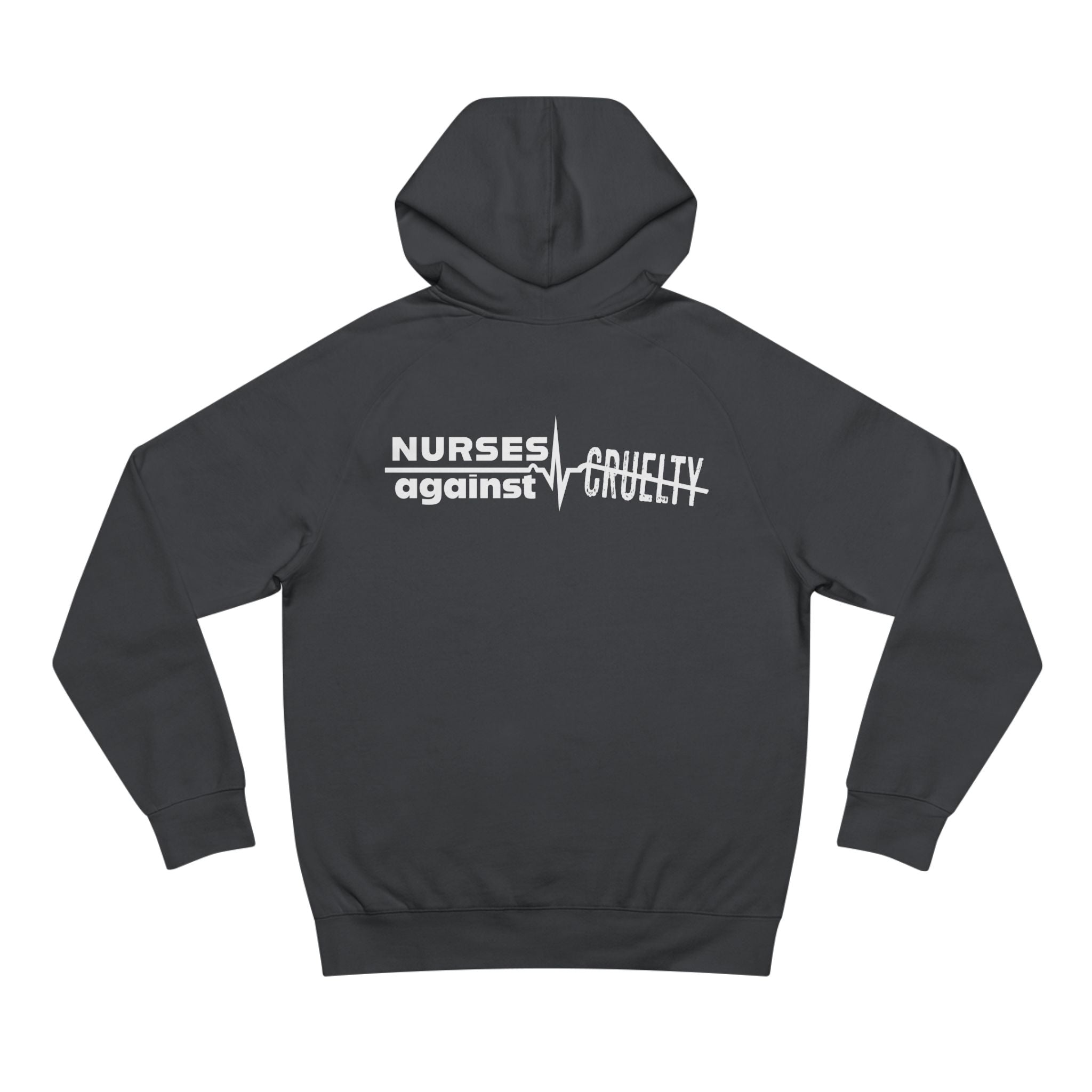 Unisex Mid-weight Hoodie - Nurses Against Fascism (front) - Nurses Against Cruelty (back) - 80% cotton, 20% polyester - NAF-H-AC5101