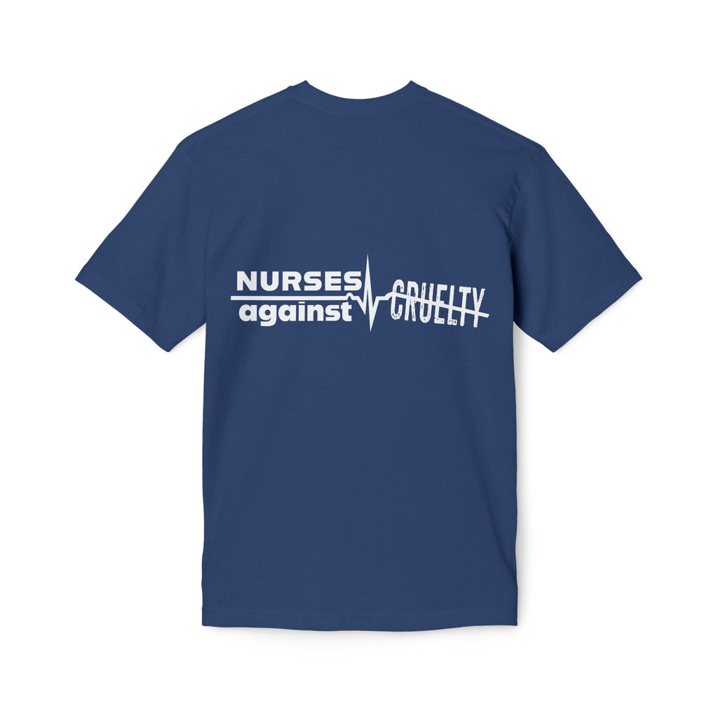 Unisex Midweight T-shirt, Nurses Against Fascism (front) - Nurses Against Cruelty (back) - 100% Polyster - NAF-T-BS5040