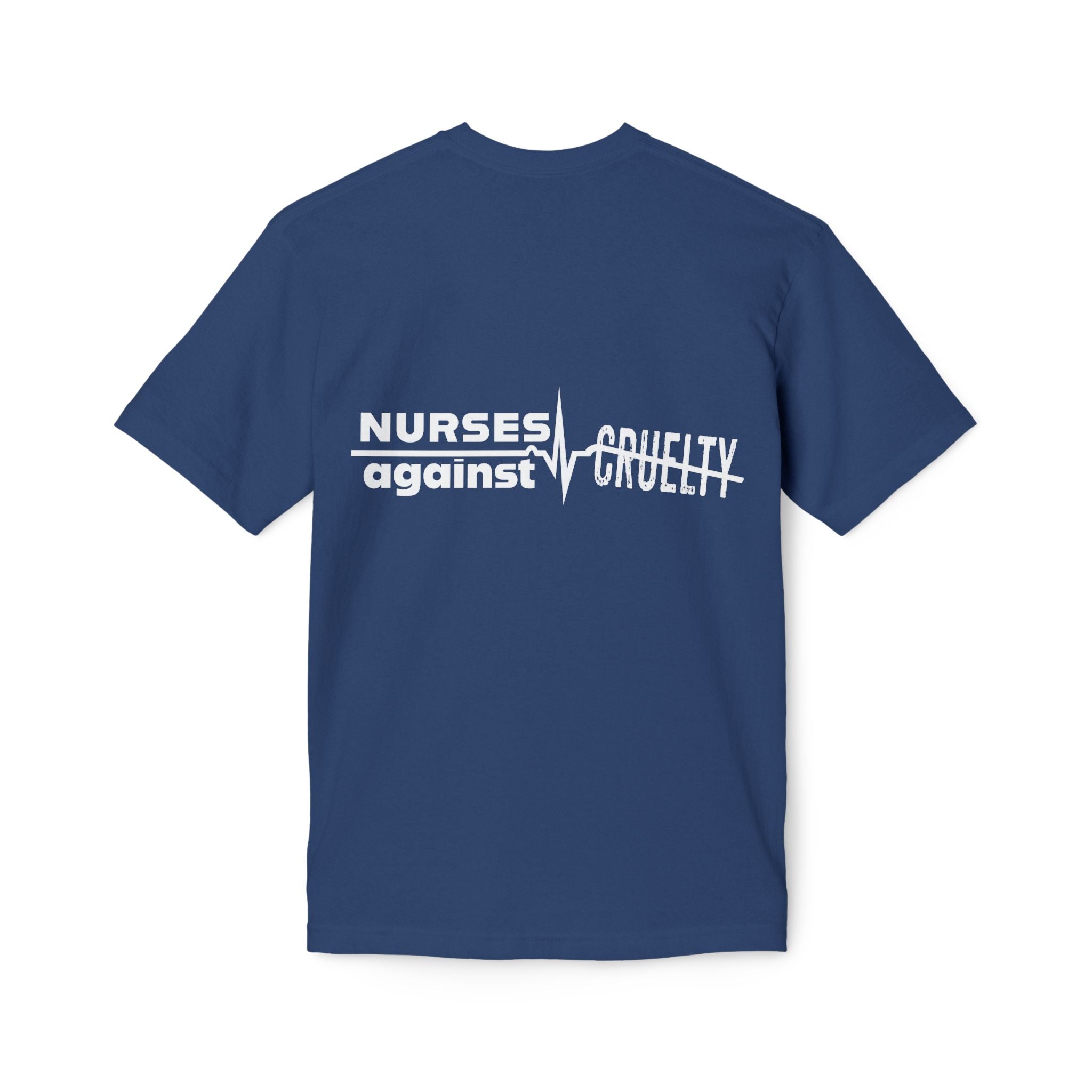Unisex Midweight T-shirt, Nurses Against Fascism (front) - Nurses Against Cruelty (back) - 100% Polyster - NAF-T-BS5040