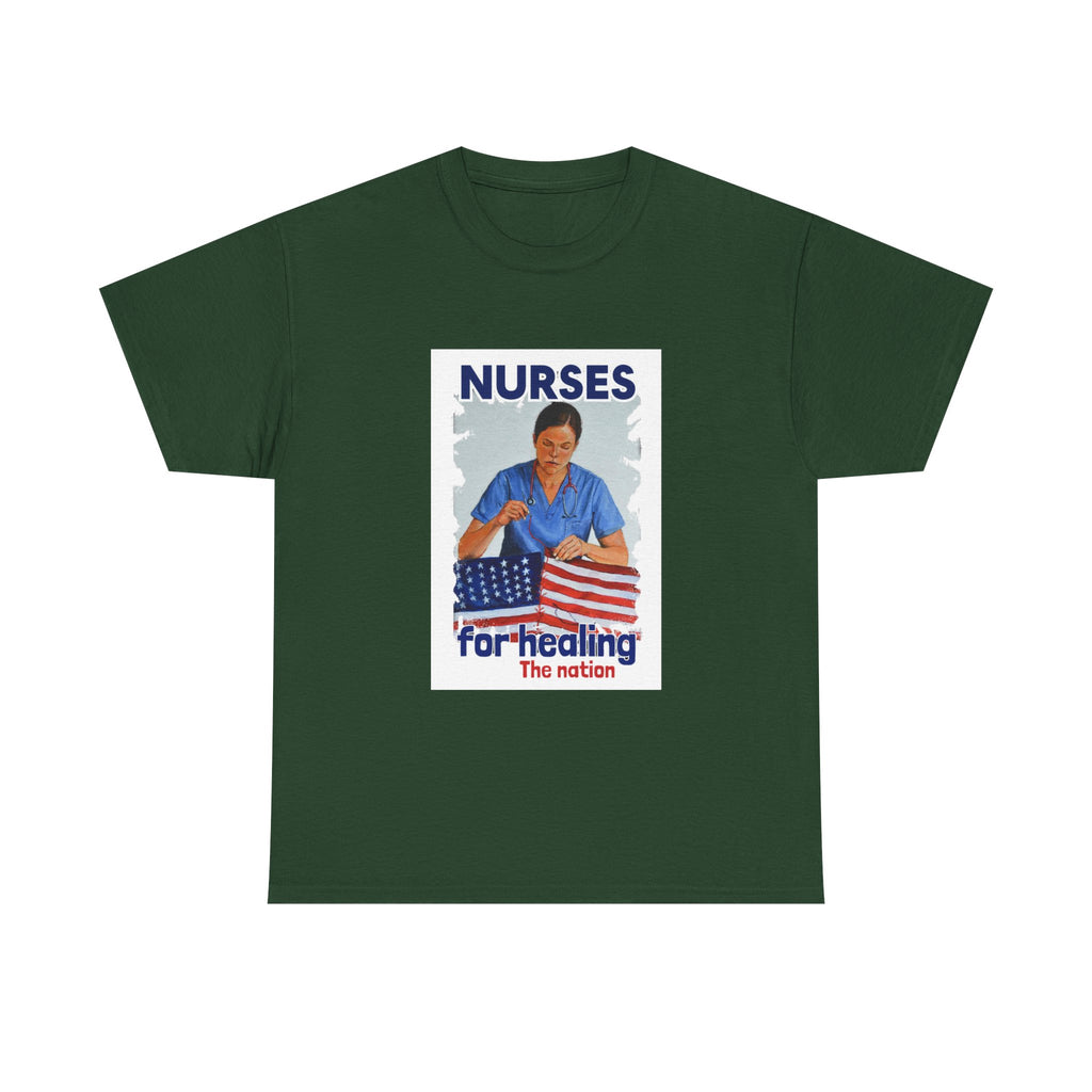 Unisex Medium fabric Cotton Tee - Nurses For Healing The Nation (front) - Nurses Standing Up For Humanity (back) - 100% cotton - NFH-T-G5000