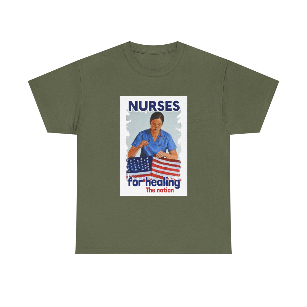 Unisex Medium fabric Cotton Tee - Nurses For Healing The Nation (front) - Nurses Standing Up For Humanity (back) - 100% cotton - NFH-T-G5000