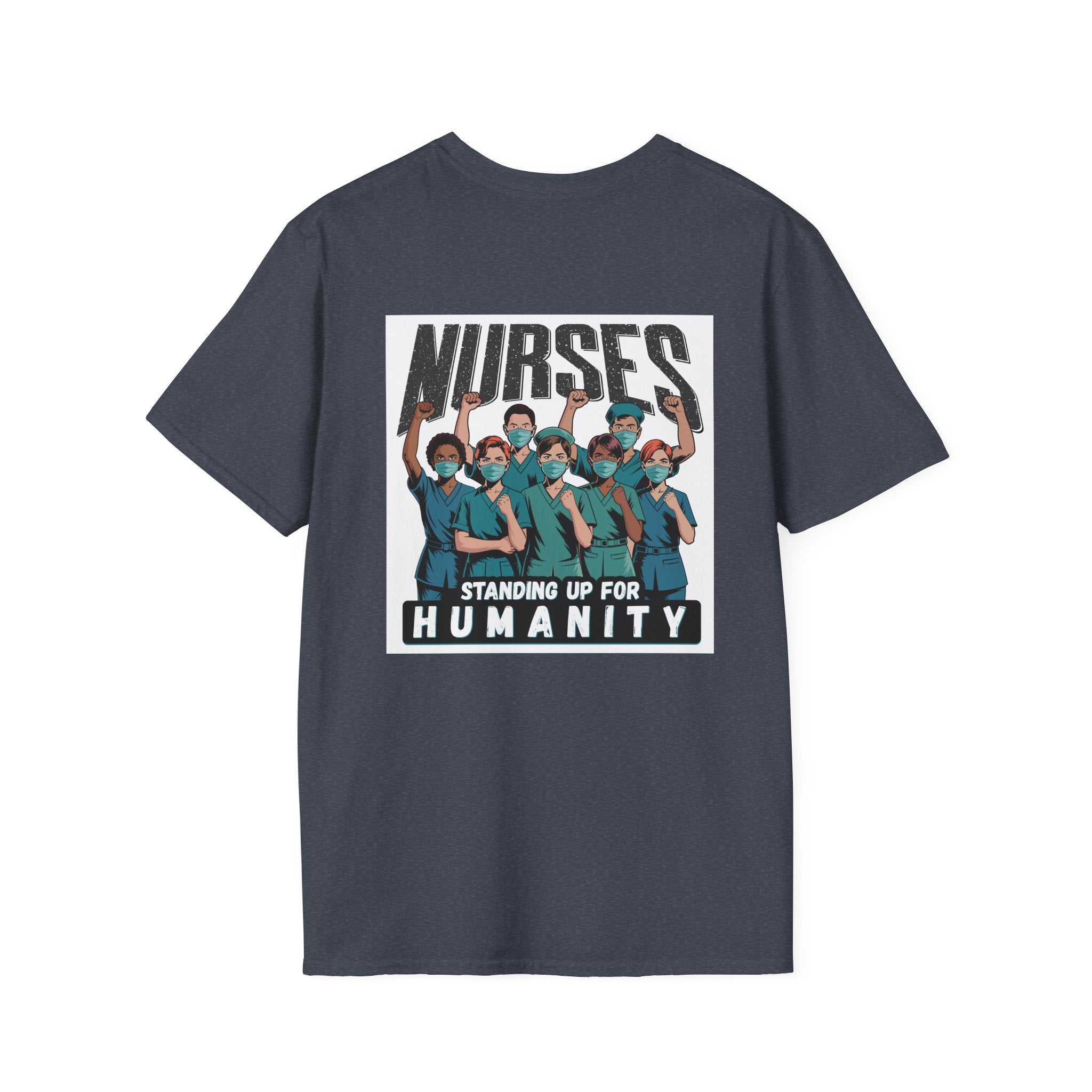 Unisex Lightweight fabric T-Shirt - Nurses For Healing The Nation (front) - Nurses Standing Up For Humanity (back) - 100% ring-spun cotton - NFH-T-G64000
