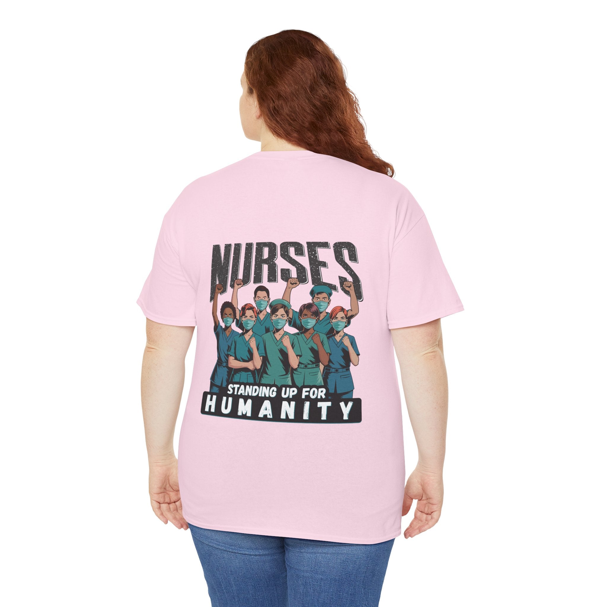 Unisex Medium fabric Cotton Tee - Nurses For Healing The Nation (front) - Nurses Standing Up For Humanity (back) - 100% cotton - NFH-T-G5000