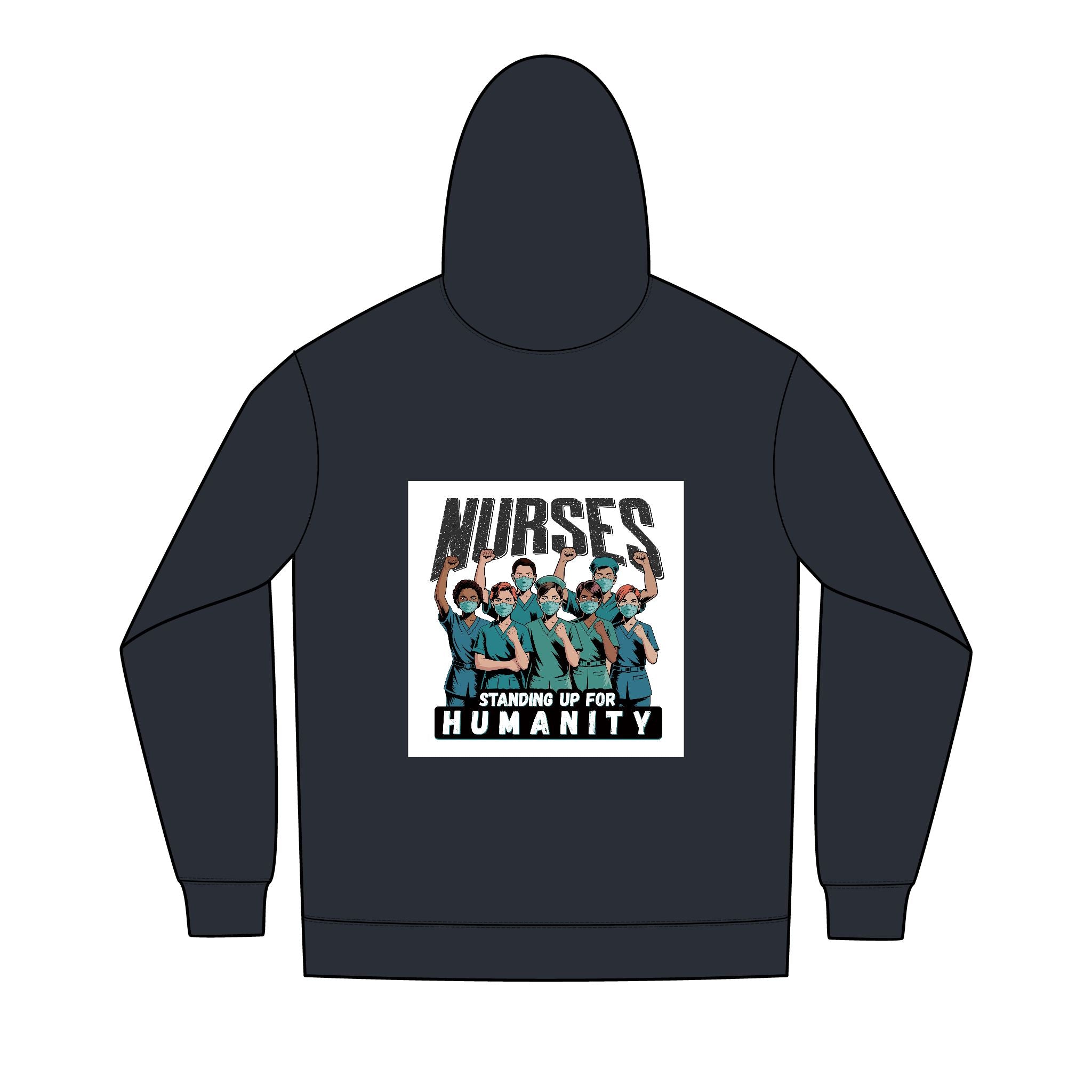 Men's Medium-heavy fabric Full-Zip Hoodie - Nurses For Healing The Nation (front) -  Nurses Standing Up For humanity (back) - 60% recycled cotton, 40% recycled polyester - NFH-Z-DT8102